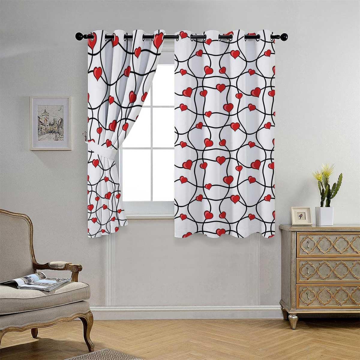 YANFENQI Cortinas para Habitacion Valentines Soundproof Door Cover Acoustic Blanket 55Inch Width by 72Inch Length,2 Panels