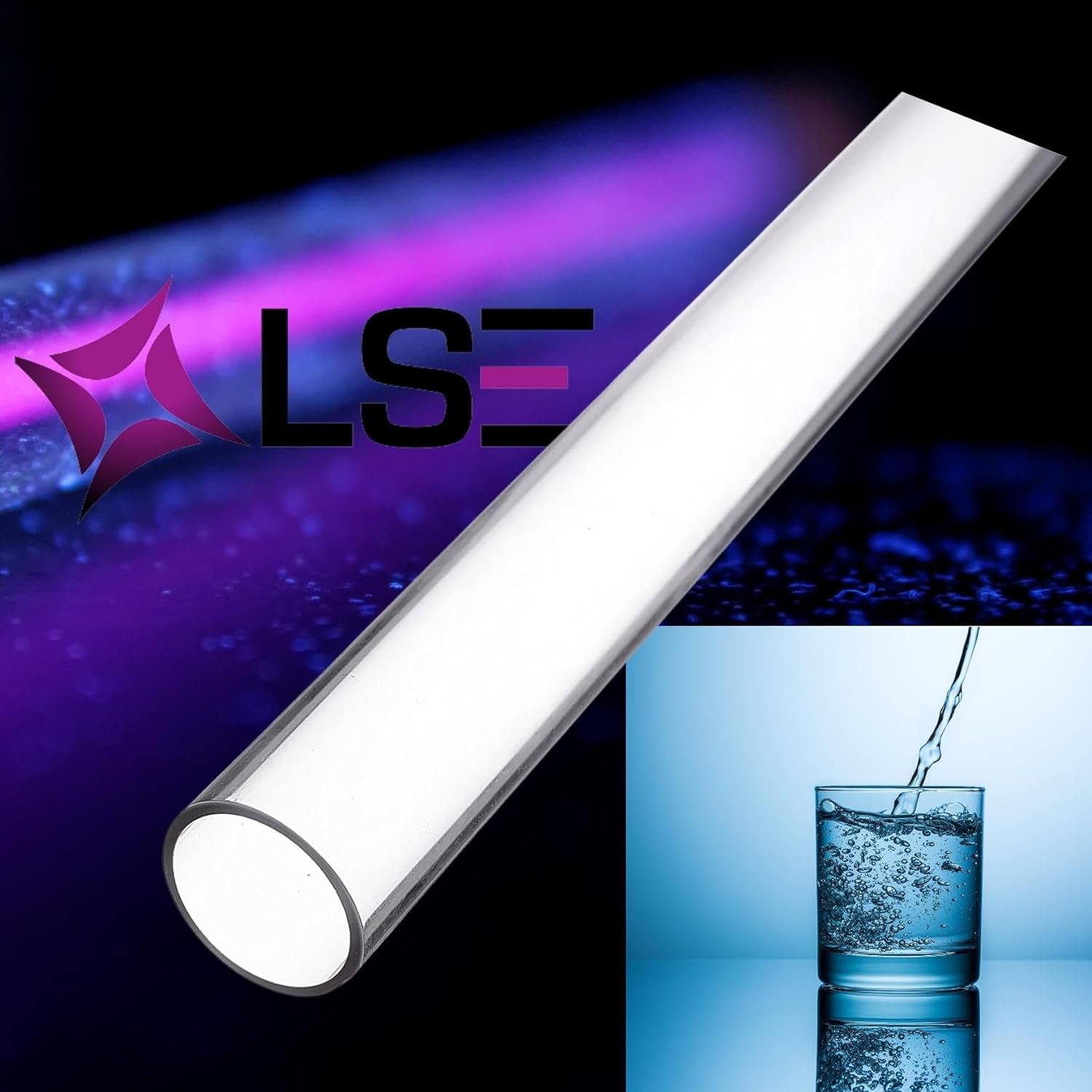 LSE Lighting Funda de cuarzo AQ-UV-STD de 0.787×0.906×12.992 in con extremo abierto, diseñada y fabricada en Estados Unidos