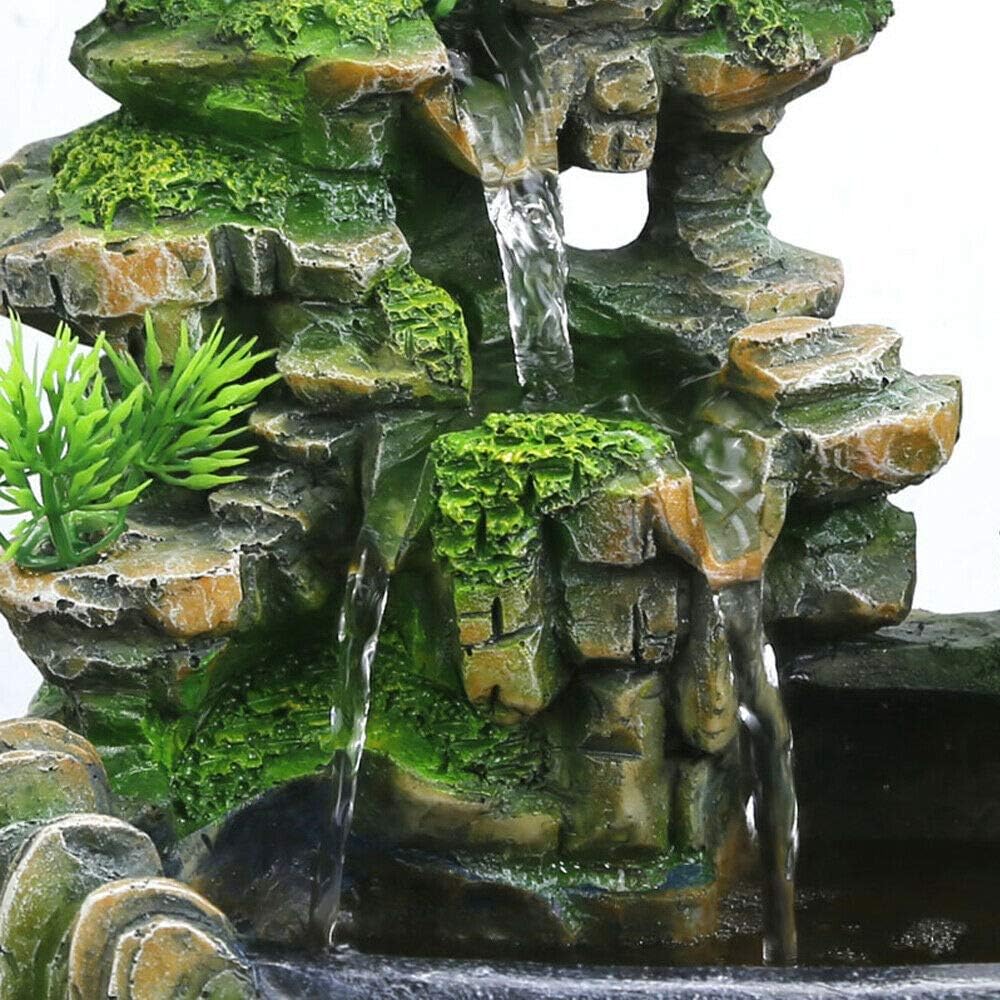 TFCFL Fuente de escritorio de relajación para interiores, cascada, cascada de meditación zen para interiores con fabricante de niebla y luz LED