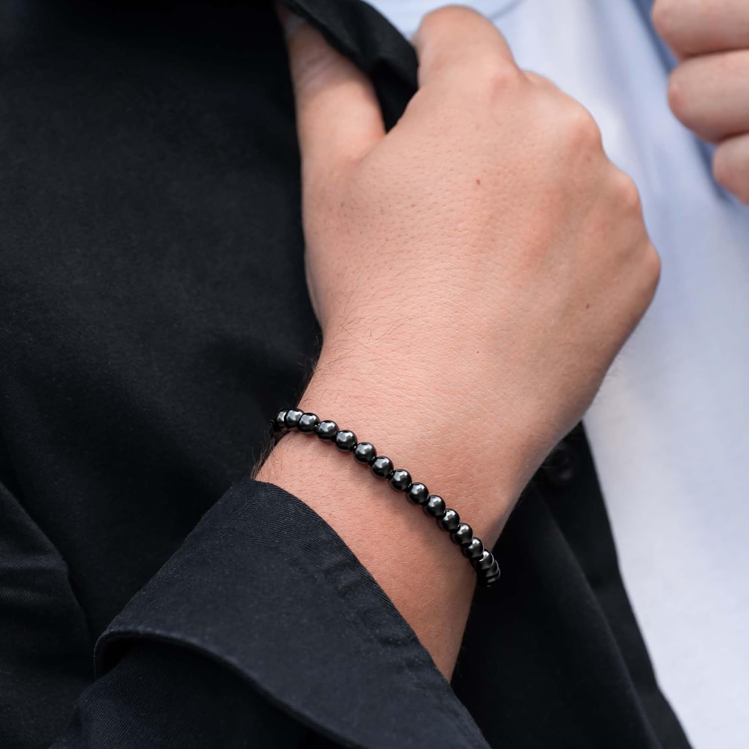 MagnetRX Pulsera magnética de hematita, piedras magnéticas de fuerza máxima, elegantes pulseras magnéticas de hematita con cuentas, Hematita,