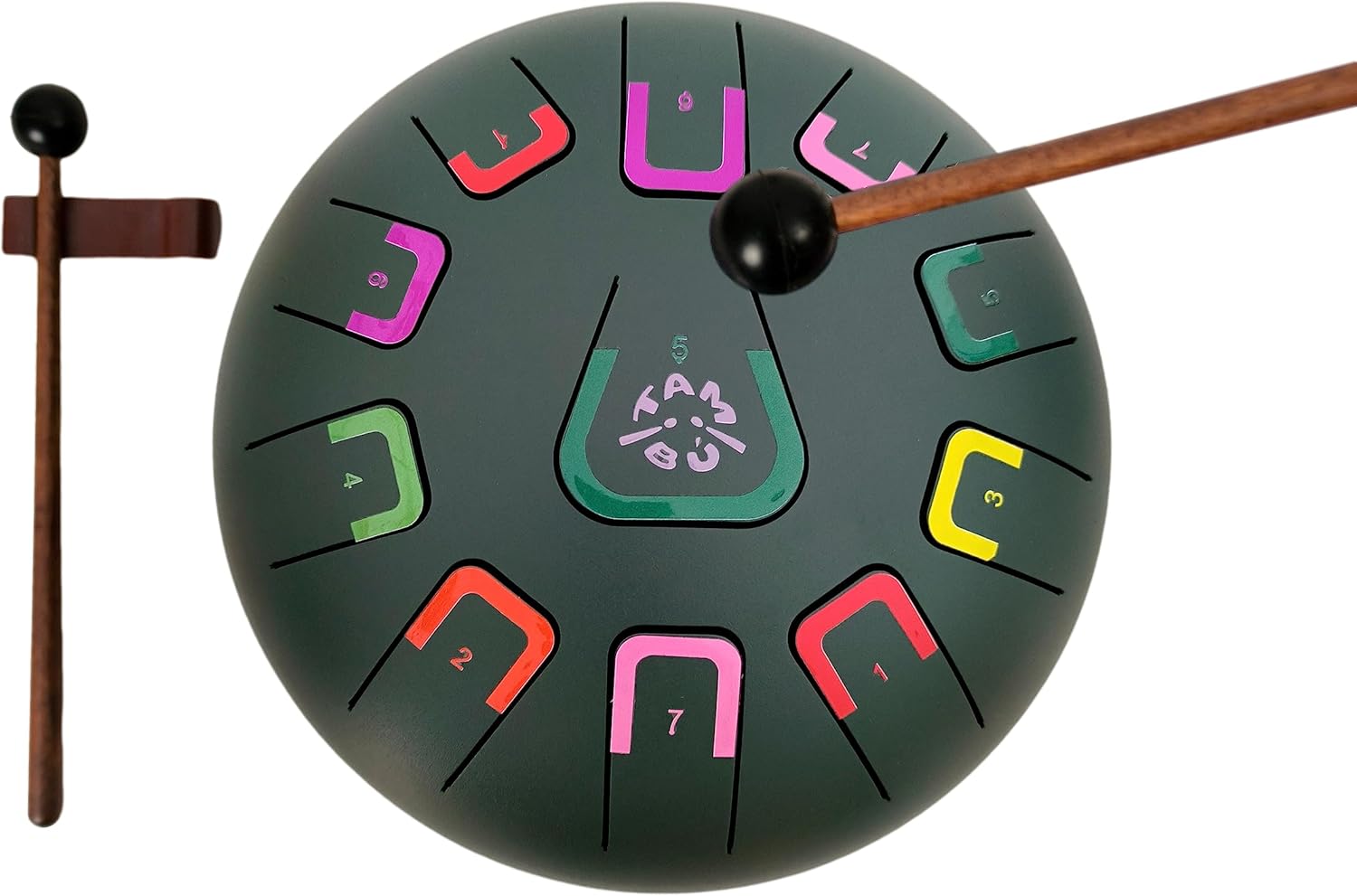 TAMBÚ Steel Tongue Drum in G Major. 8 inch metallic percussion instrument with 11 notes. Handpan Perfect for beginners. Travel Bag, Music Book,