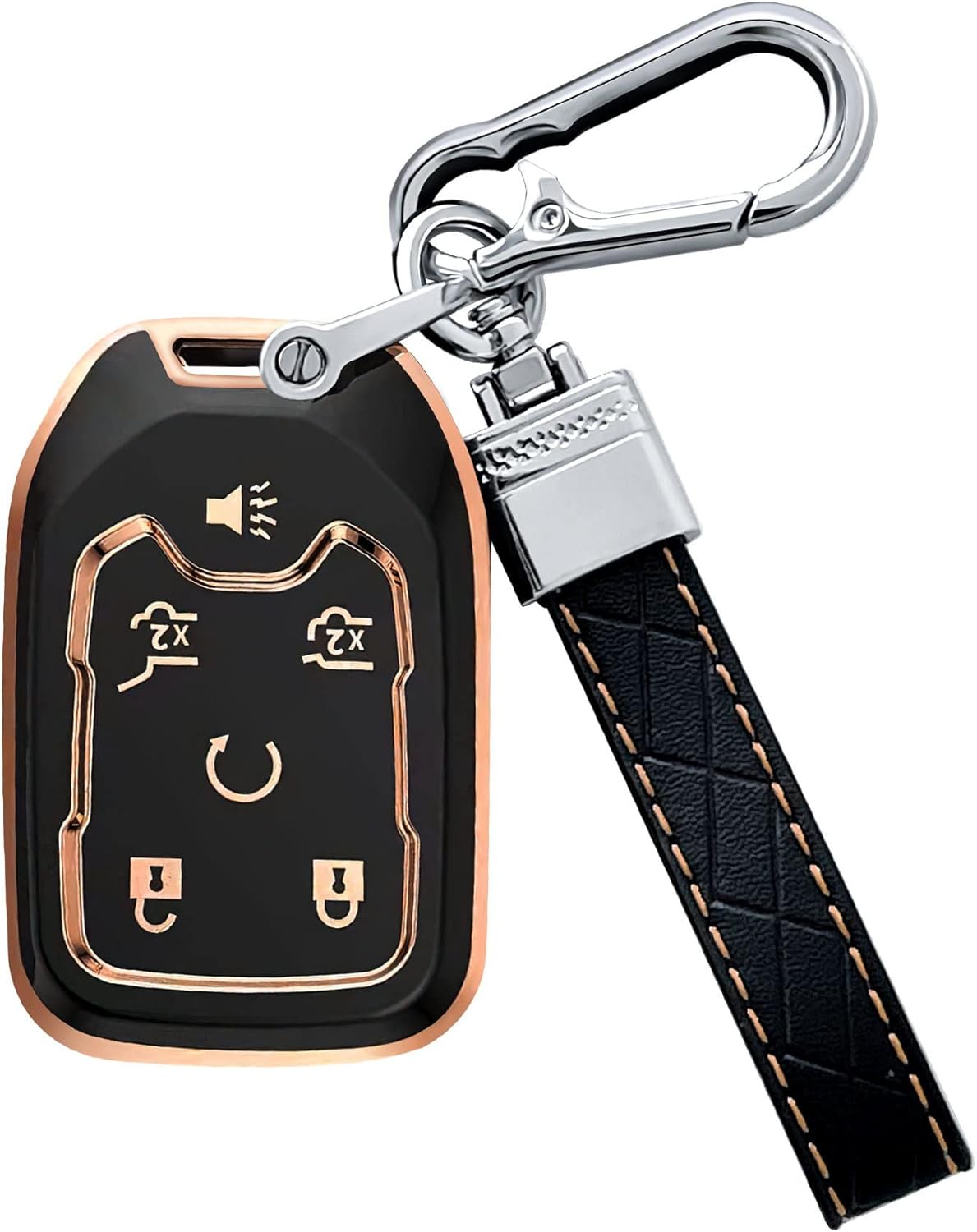 Funda para llavero para Chevy Tahoe Suburban GMC Yukon Accesorios con llavero de 6 botones Carcasa para llave TPU (negro)