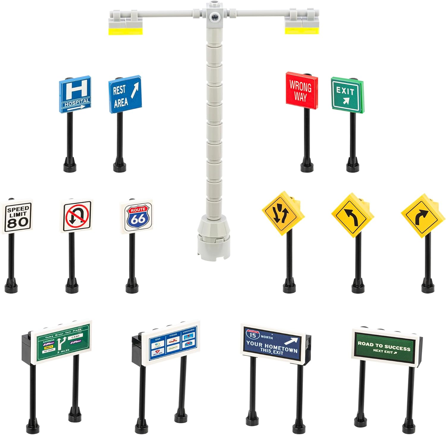 Building Toys 2 Lane Main Road Traffic Light City Town Village Street Stop Sign Bus Stop Buzón Compatible con todas las principales marcas de