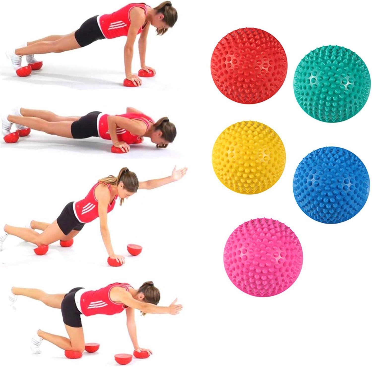 Bola de masaje de pies, semiredonda de PVC con pinchos para pies, terapia de equilibrio, cúpula de punto de activación, rodillo de masaje de pies