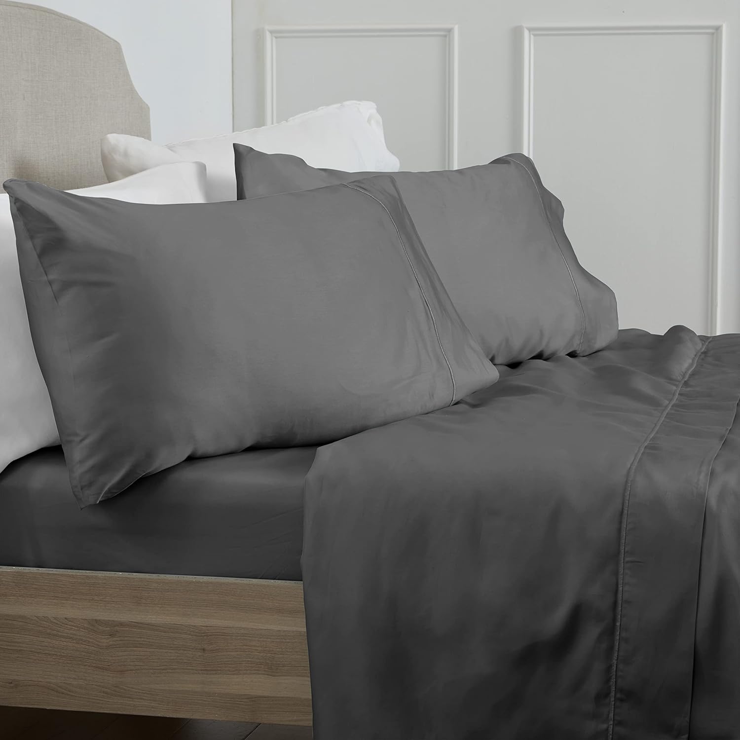 Juego de sábanas 100% algodón egipcio, 400 hilos, sábanas y fundas de almohada, bolsillo profundo para colchones de hasta 18 pulgadas, tamaño