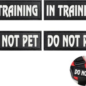 Paquete de 4 parches reflectantes para perros de servicio con gancho trasero, arnés táctico para perros en entrenamiento reflectantes y etiquetas Paquete de 4 parches reflectantes para perros de servicio con gancho trasero, arnés táctico para perros en entrenamiento reflectantes y etiquetas