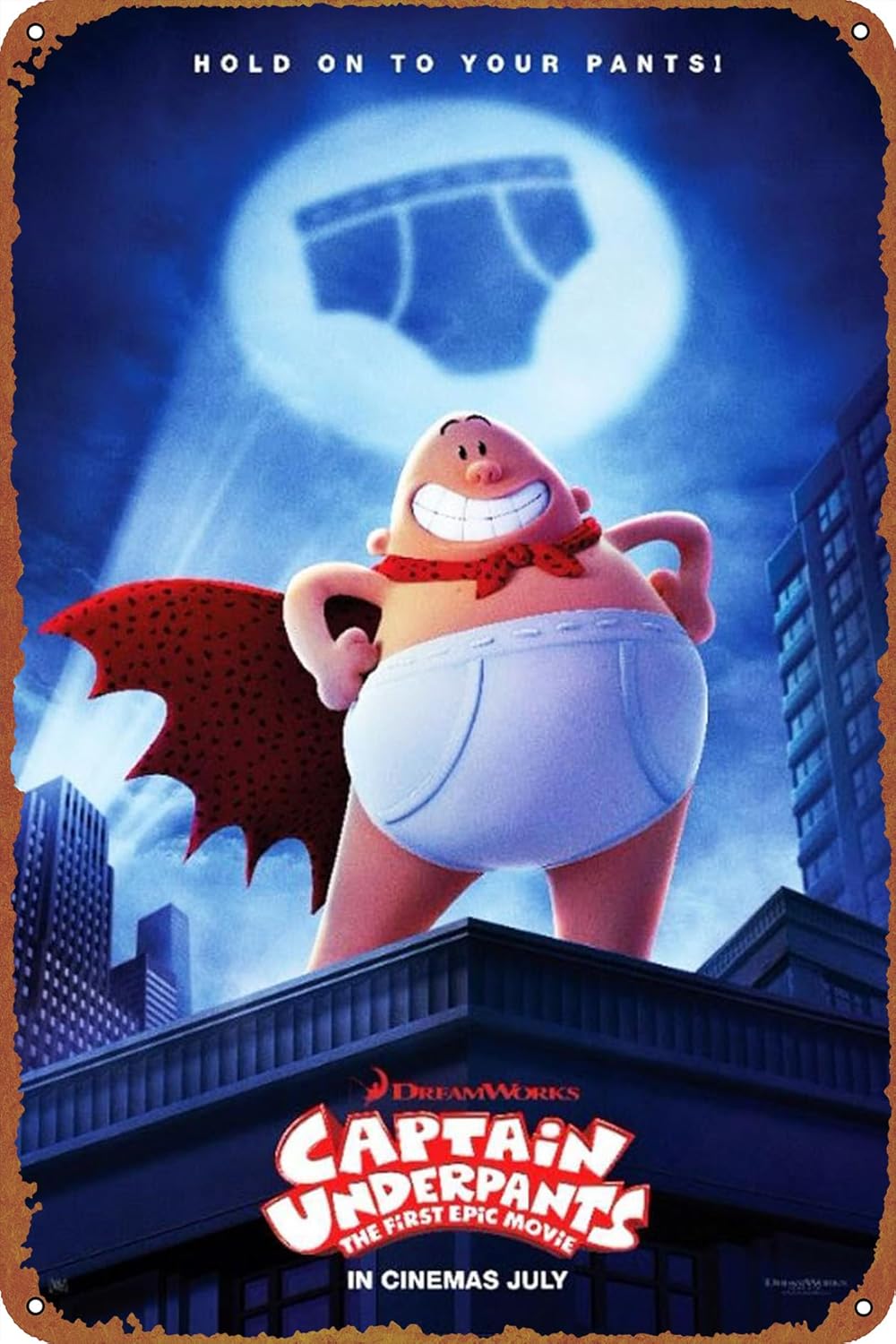 Captain Underpants The First Epic Movie Poster – Póster de metal con logotipo de lata, estilo cafetería, hogar, bar, garaje, puerta de jardín,