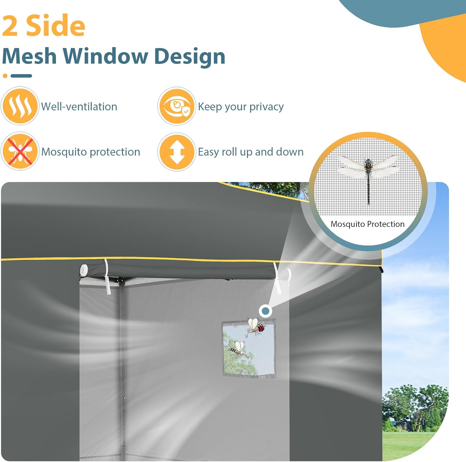 HOTEEL Tienda de campaña con toldo desplegable de 10 x 10, toldo Ez Up con paredes laterales, impermeable y UPF 50+, tienda de campaña instantánea
