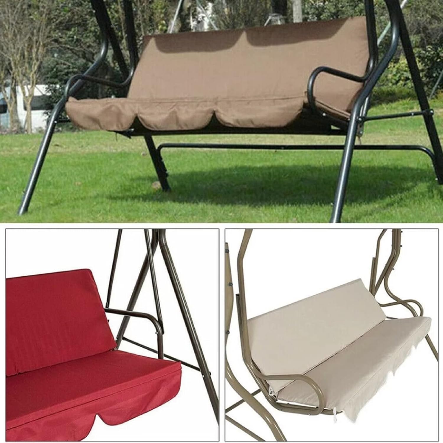 Funda de repuesto para cojín de columpio, 3 asientos, impermeable, para exteriores, para columpio, silla de columpio, funda de protección para