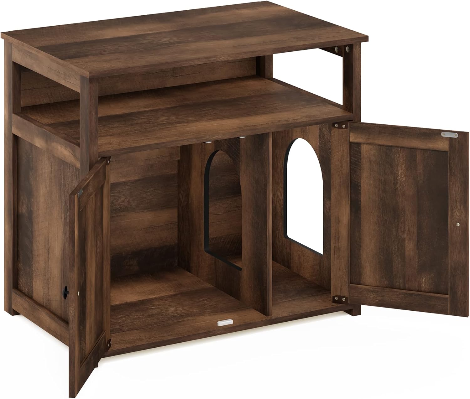 Furinno Peli Farmhouse – Armario de arena para gatos con 2 puertas, color marrón rústico