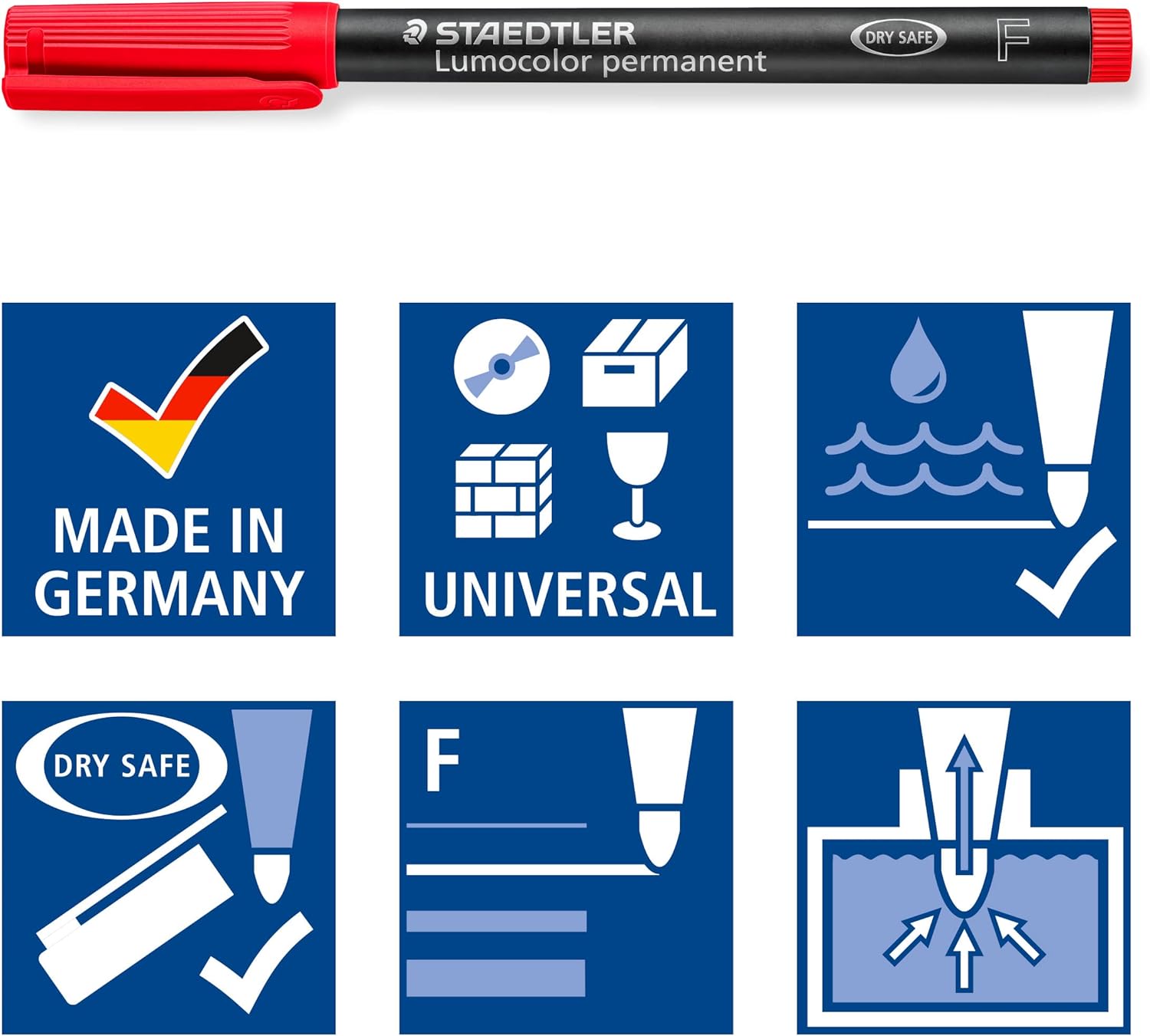 STAEDTLER 318-2 Lumocolor – Bolígrafos finos permanentes universales, color rojo, paquete de 10 (318-2 VE)