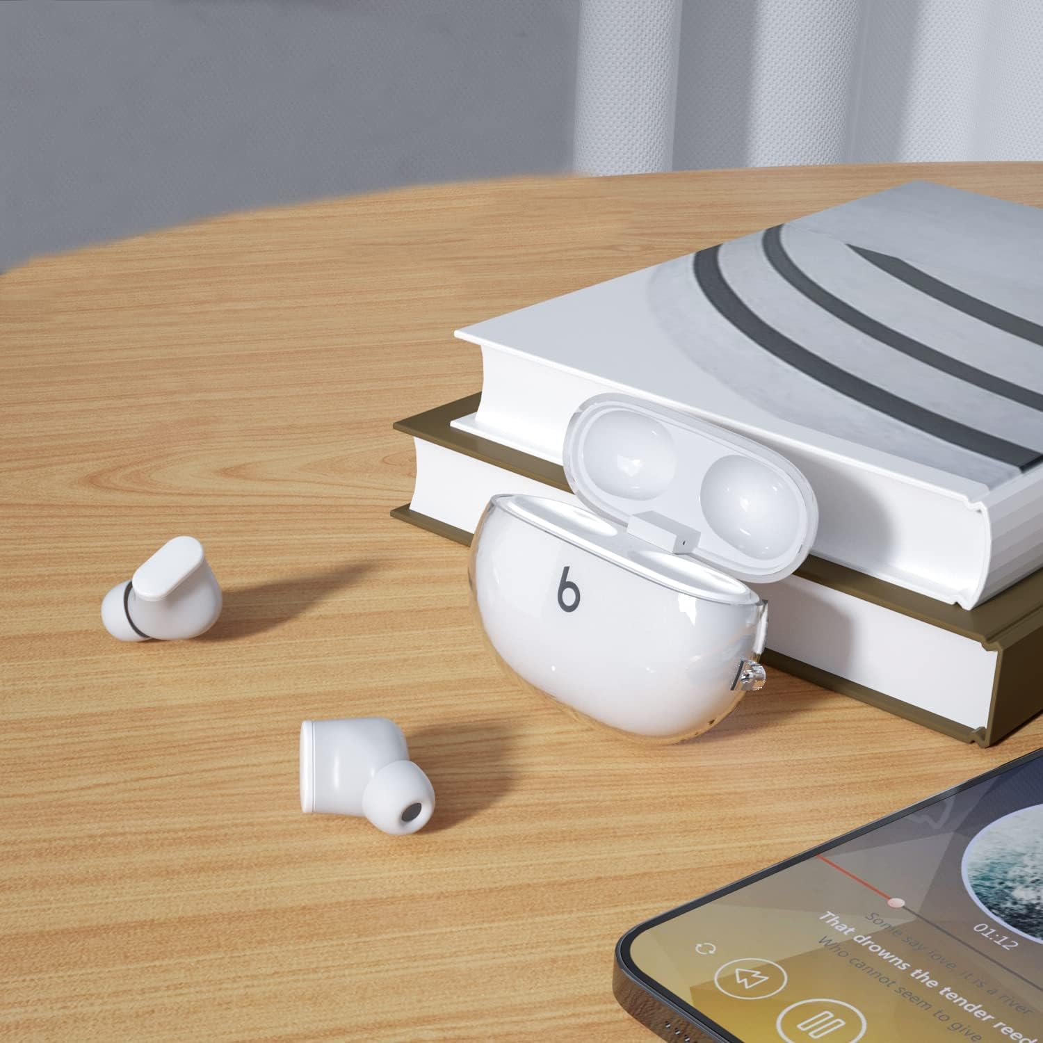 LiZHi Compatible con Beats Studio Buds + funda transparente, funda protectora diseñada de TPU suave transparente a prueba de golpes, accesorios