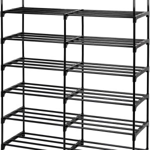 Lubardy Zapatero de 6 niveles para entrada, 24-28 pares de doble fila, organizador de almacenamiento de zapatos de metal duradero para armario, Lubardy Zapatero de 6 niveles para entrada, 24-28 pares de doble fila, organizador de almacenamiento de zapatos de metal duradero para armario,