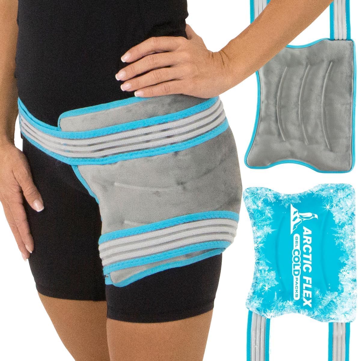 Arctic Flex Envoltura de hielo de cadera después de la cirugía, soporte de gel reutilizable para bursitis de cadera, reemplazo, alivio del dolor,