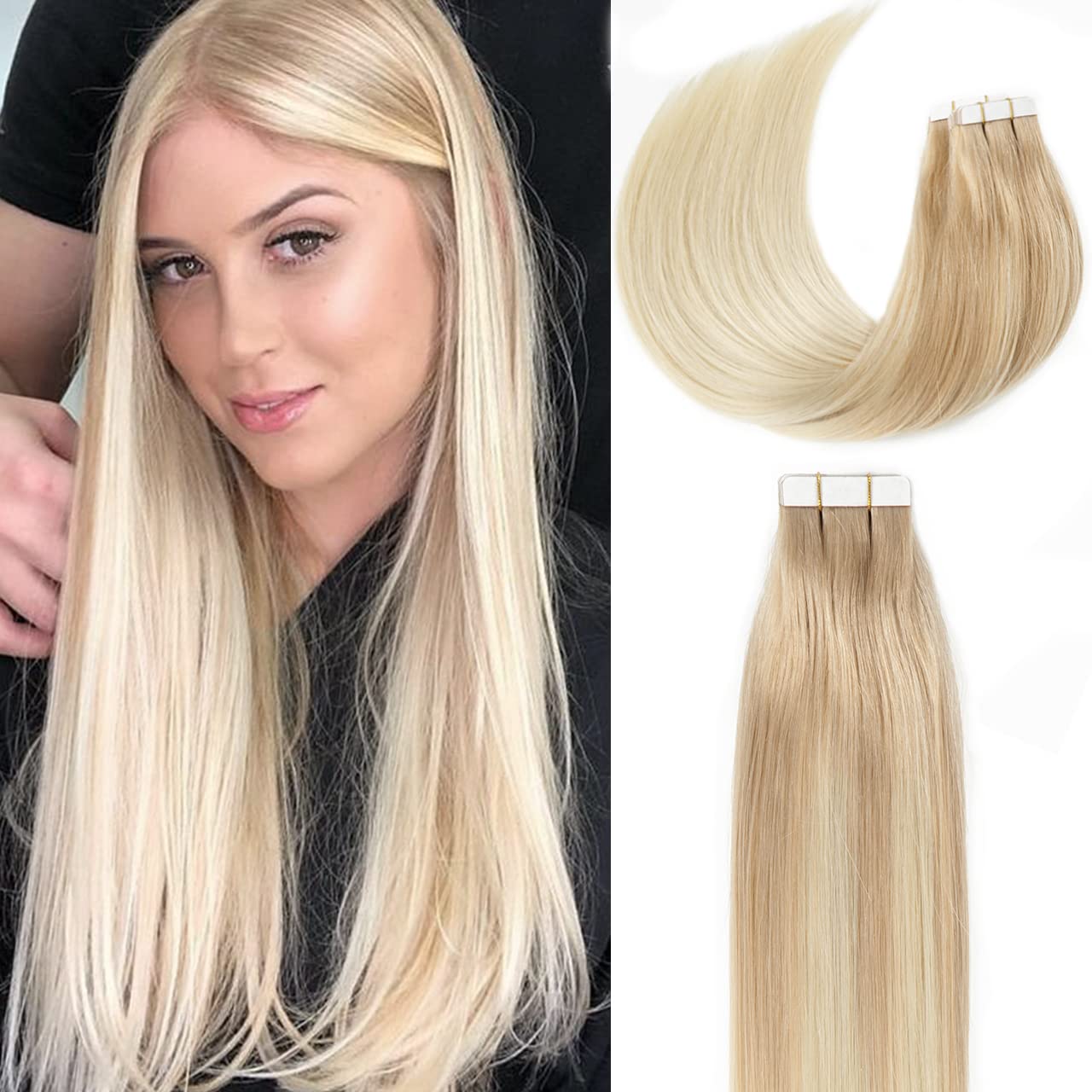 Lacerhair – Extensiones de cabello humano sin costuras de la mejor calidad, con Balayage y color degradado, de cabello humano 100% virgen, con cinta