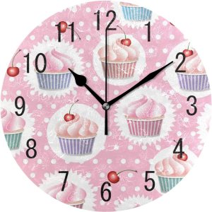 ALAZA Decoración del hogar Colorido Cupcake Polka Dot redondo acrílico 9.5 pulgadas reloj de pared silencioso sin tictac arte para sala de estar, ALAZA Decoración del hogar Colorido Cupcake Polka Dot redondo acrílico 9.5 pulgadas reloj de pared silencioso sin tictac arte para sala de estar,