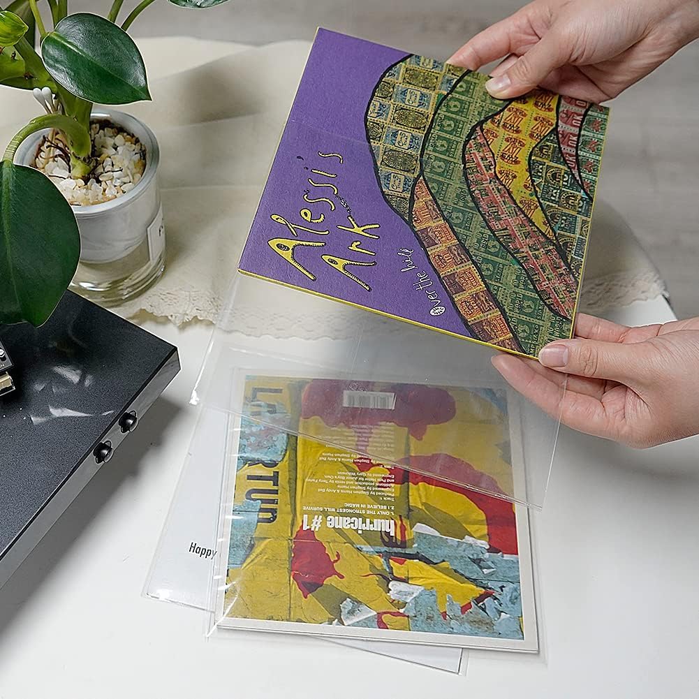 sdroceRyaM Fundas exteriores para discos de vinilo de 7 pulgadas, 50 unidades, transparentes antiestáticas, cubiertas de álbum LP para protección de