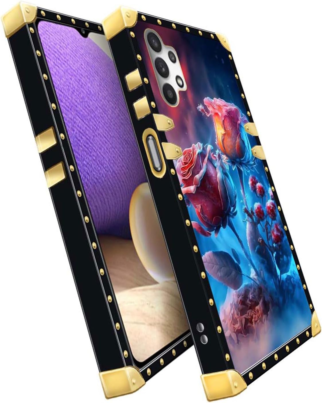 CARLOCA Funda compatible con Samsung Galaxy A32 5G, Ice The Wild Rose Golden Luxury Soft TPU Hard PC Back a prueba de golpes para Samsung Galaxy A32