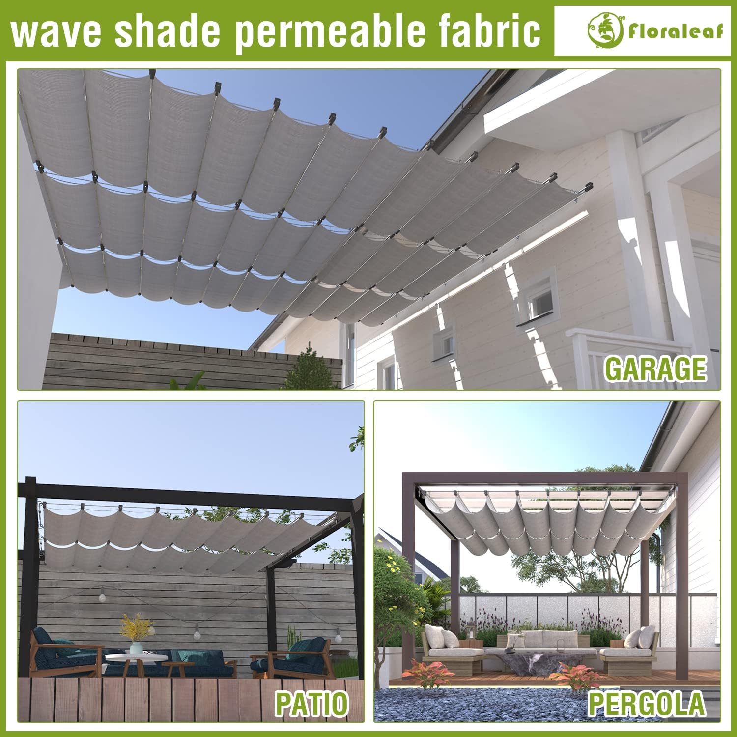 Toldo retráctil de repuesto para pérgola de 3 x 16 pies, con accesorios para cables, para patio, porche, garaje, terraza, toldo