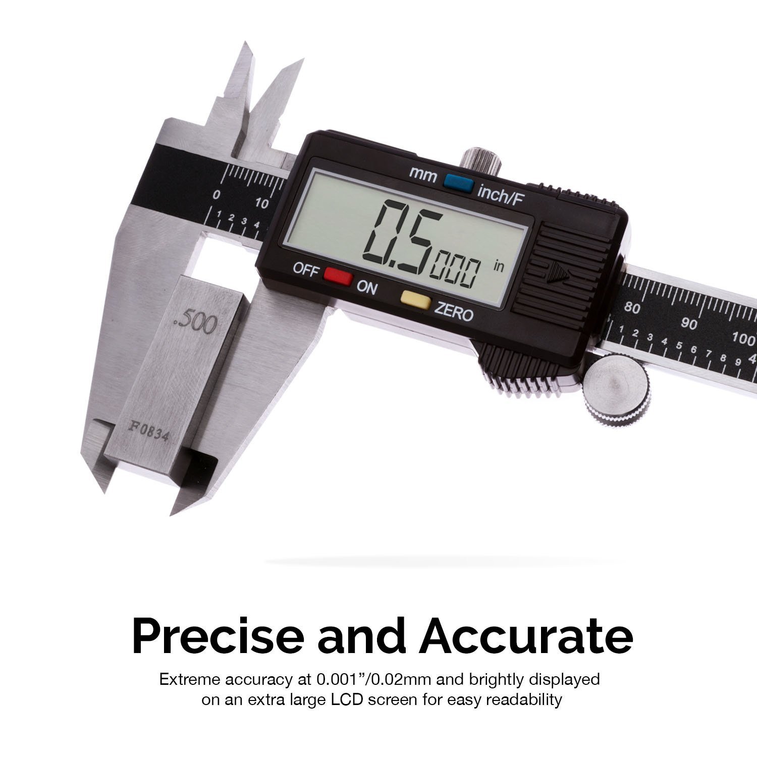 NEIKO 01407A – Calibrador digital electrónico, 0-6 pulgadas. Construcción de acero inoxidable con pantalla LCD grande. Botón de cambio rápido para