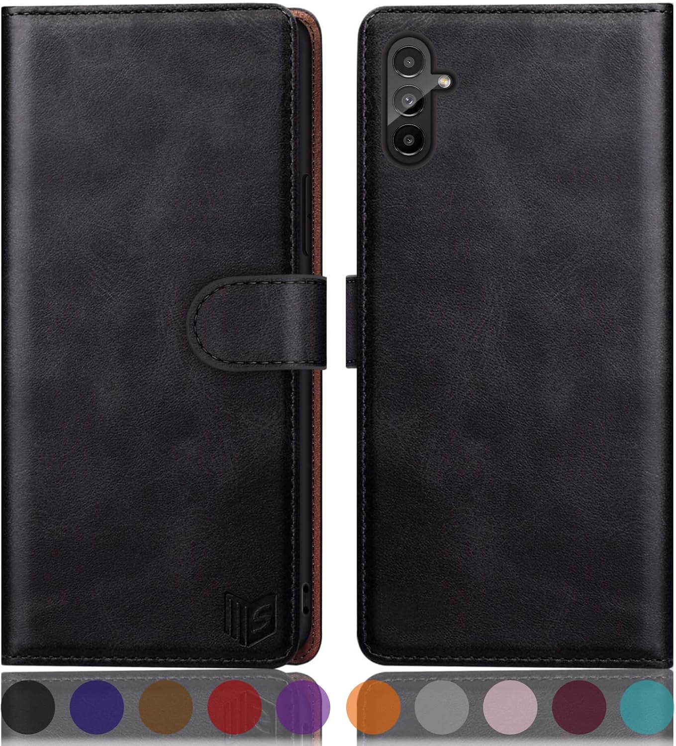 SUANPOT Funda tipo cartera para Samsung Galaxy A13 5G con bloqueo RFID, tarjetero de crédito, funda protectora de piel sintética con tapa para