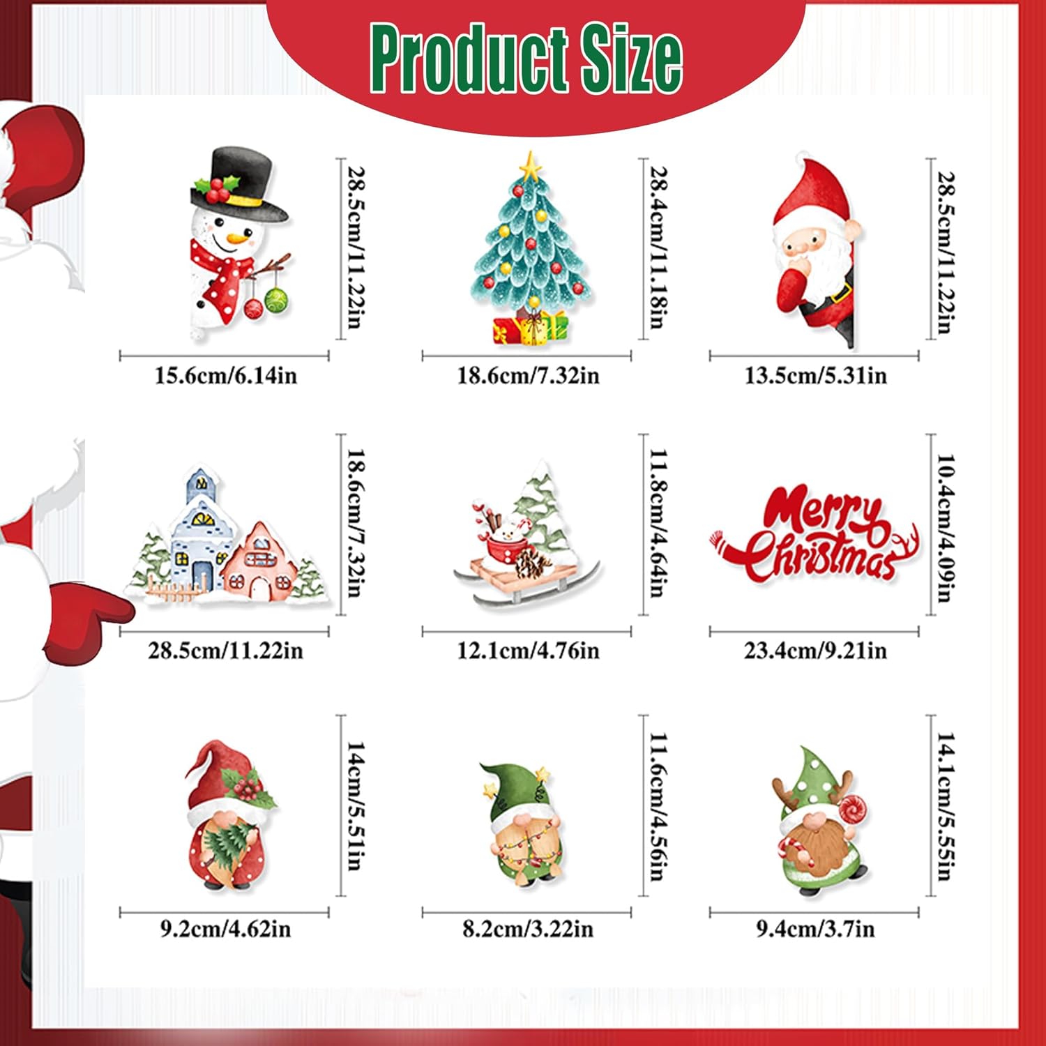 Calcomanías de Navidad para ventana, calcomanías de Navidad para ventana, calcomanías de Navidad para ventana, grandes, copos de nieve, renos, Papá