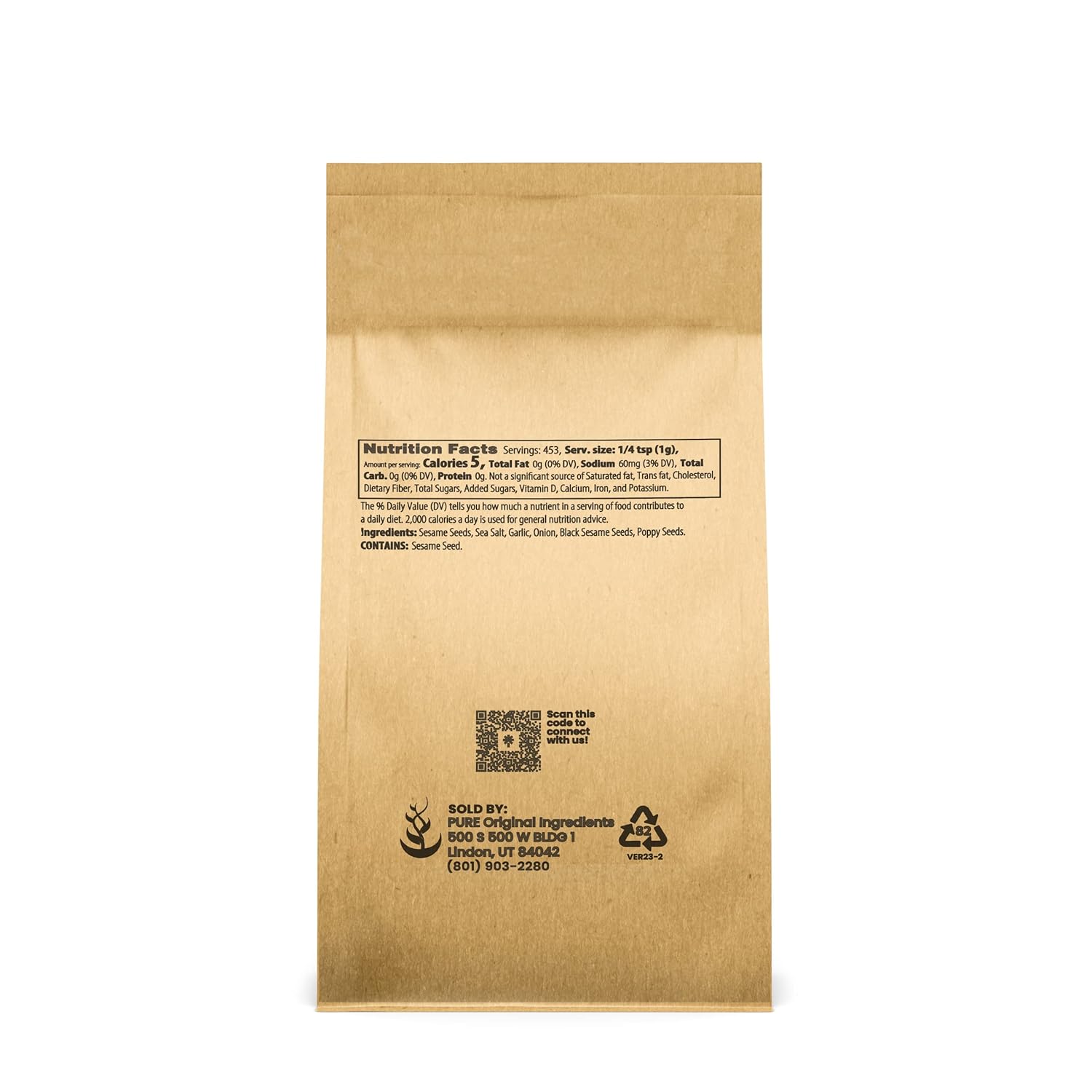 Pure Original Ingredients Everything Bagel Seasoning (1 lb) Añade sabor y textura, mezcla de semillas de sésamo, ajo, cebolla y sal
