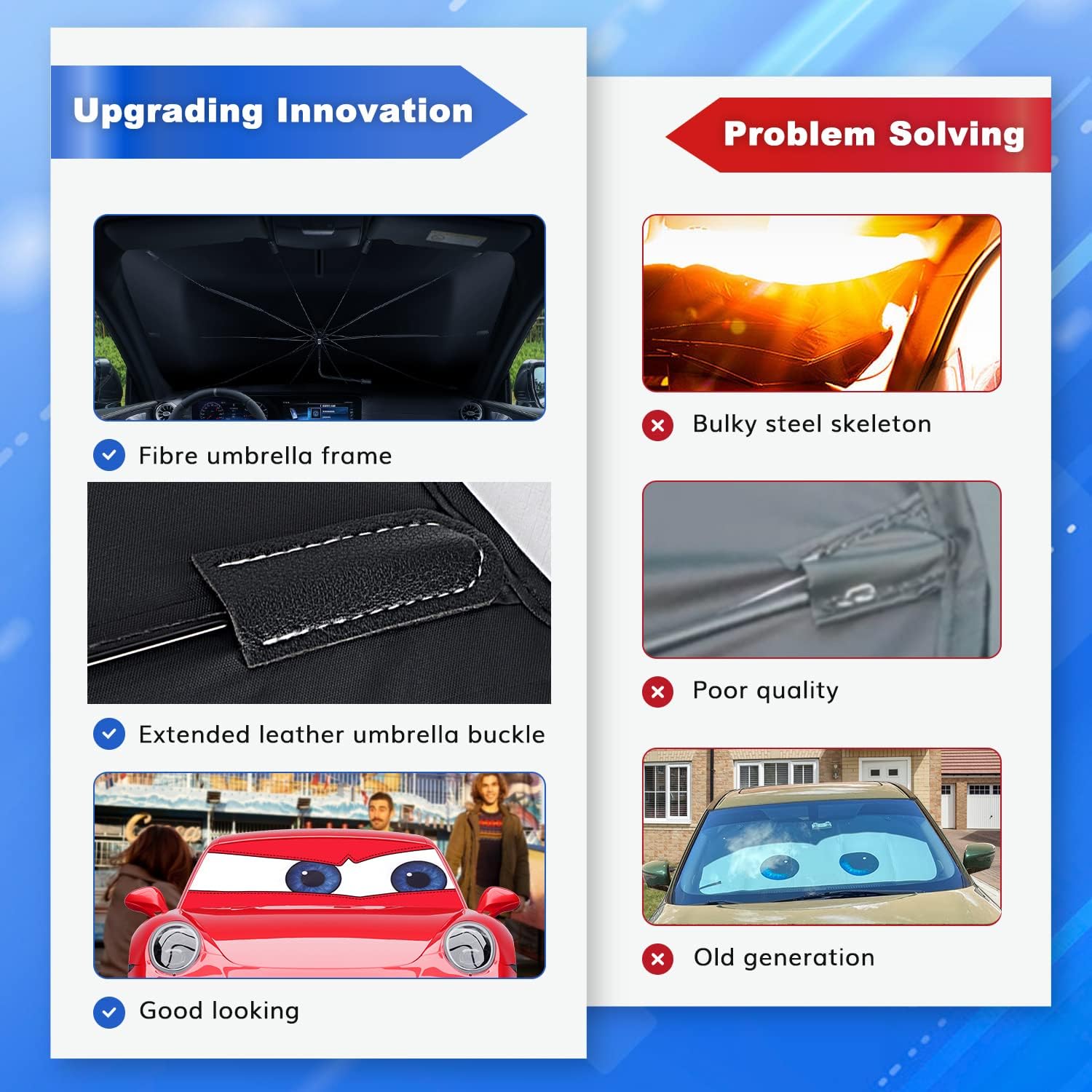 Parasol para parabrisas de automóvil, reflector plegable de rayos UV, protector de visera para automóviles, camiones, SUV, mantiene el vehículo