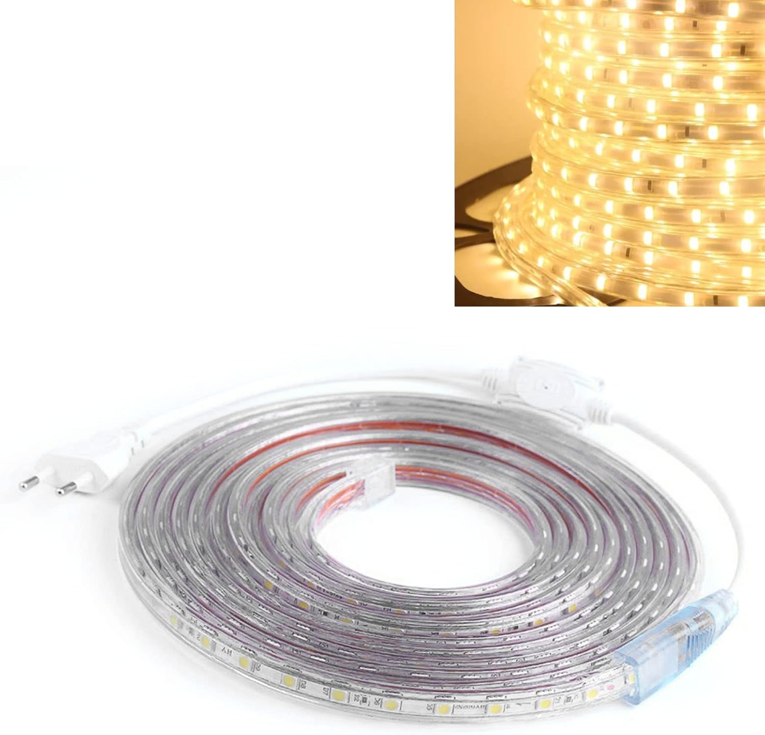 Rosvola Tira de luces LED, enchufe UE 220 V 16.4 pies, tira de luz LED regulable, tira de luz ambiental flexible para sala de estar, espejo Vantiy,