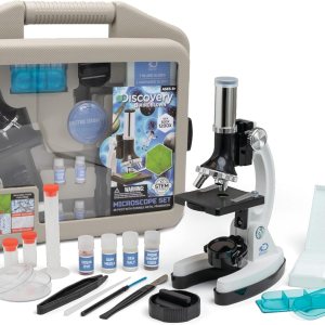 Discovery #MINDBLOWN – Juego de microscopio de 48 piezas con marco de metal duradero, aumento de 100X a 1200X, juego completo con tubos de ensayo, Discovery #MINDBLOWN – Juego de microscopio de 48 piezas con marco de metal duradero, aumento de 100X a 1200X, juego completo con tubos de ensayo,