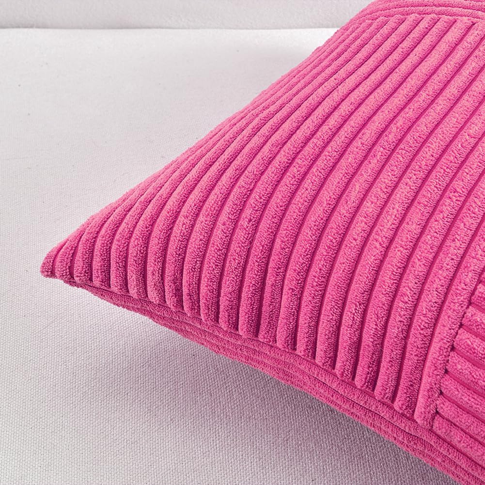 Fancy Homi Paquete de 2 fundas de almohada decorativas grandes de color rosa intenso de 24 x 24 pulgadas para sala de estar, sofá cama, estilo