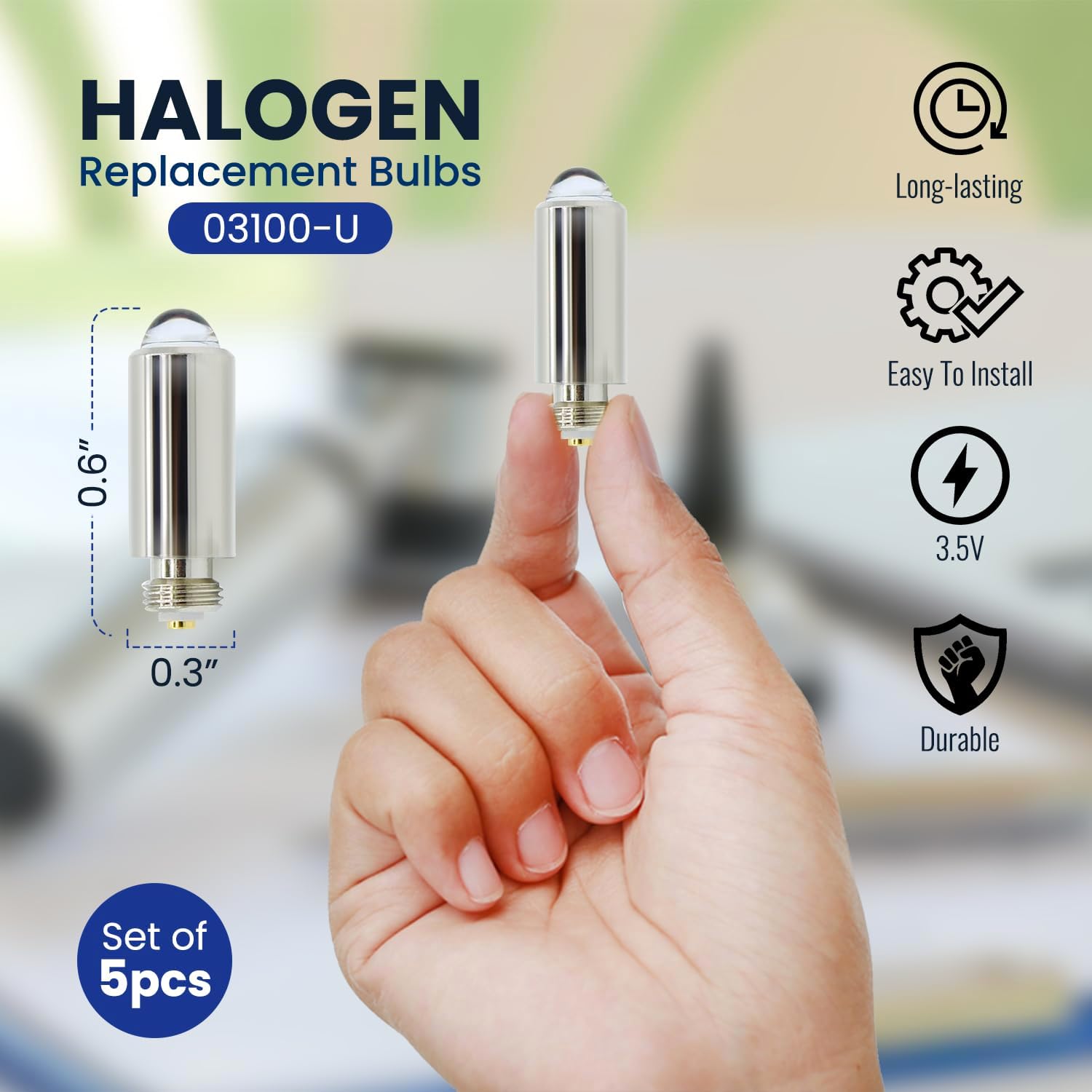 PakCan Compatible con Welch Allyn 5 bombillas halógenas de repuesto 03100-U (juego de 5 piezas)
