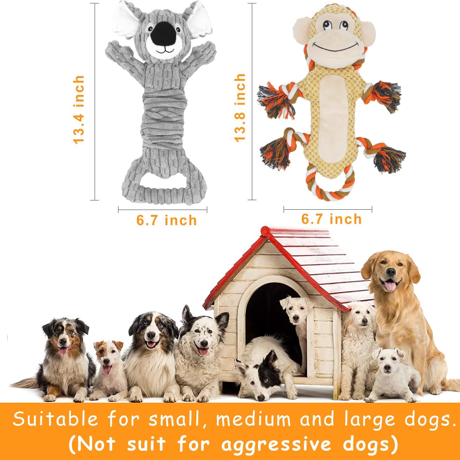 Juguetes para perros, juguetes chirriantes para perros, paquete de 2, juguetes para perros grandes, juguetes masticables para cachorros, juguetes de