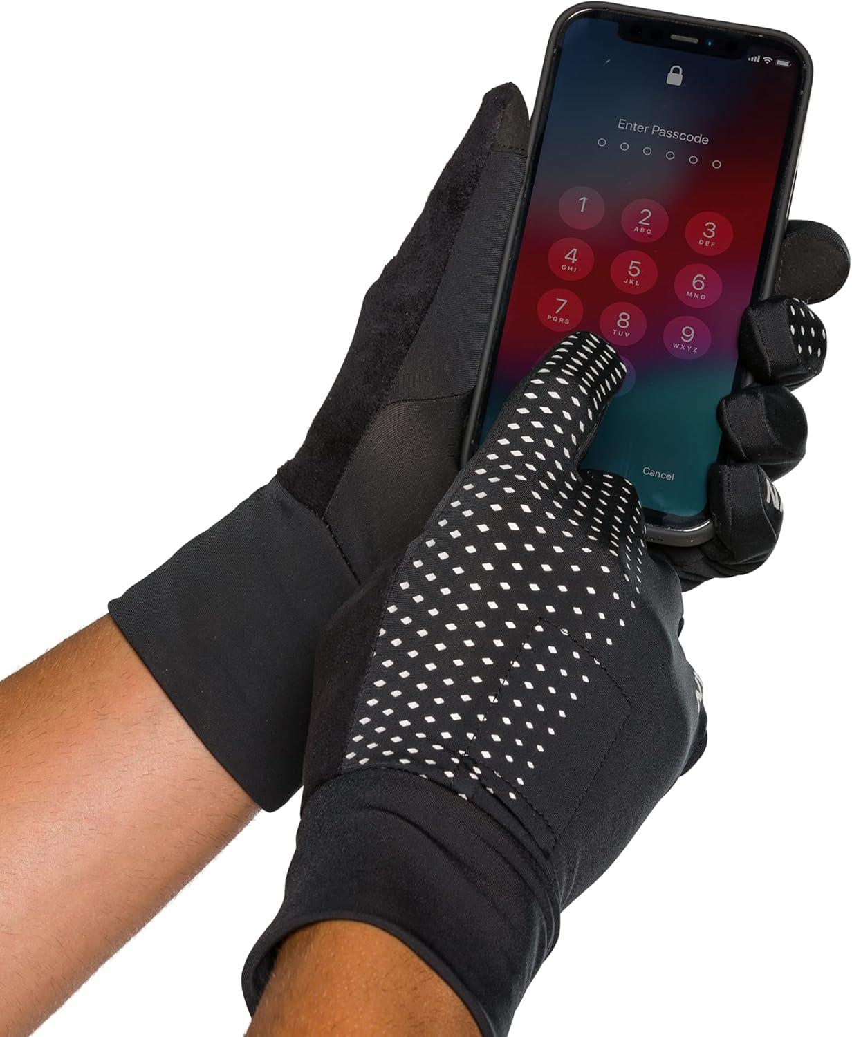 Nathan Guantes reflectantes. Para correr y actividades al aire libre. Dedo de pantalla táctil para uso en smartphone.