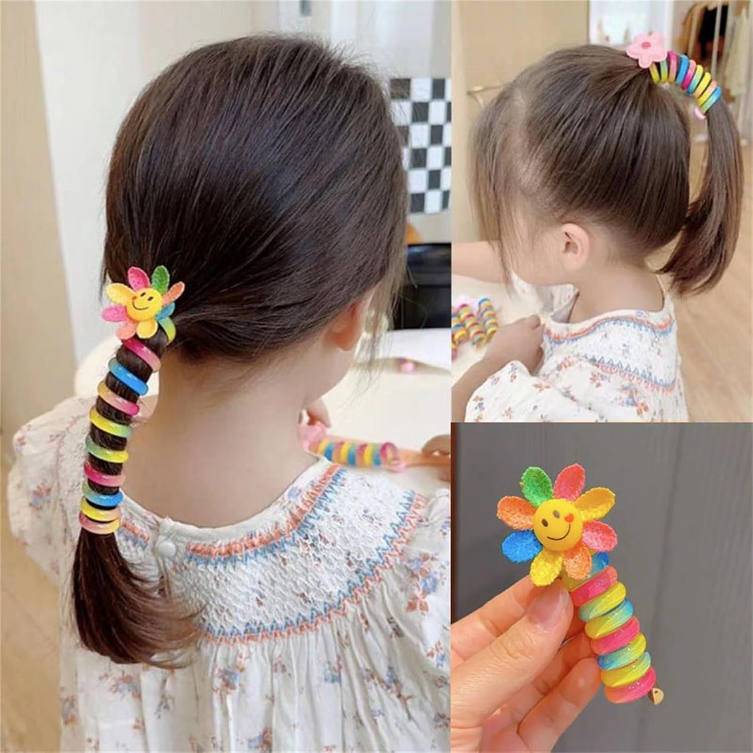 Bandas de pelo de alambre de teléfono coloridas para niños, bandas trenzadas de alambre de teléfono, lazos de pelo en espiral, cable de teléfono