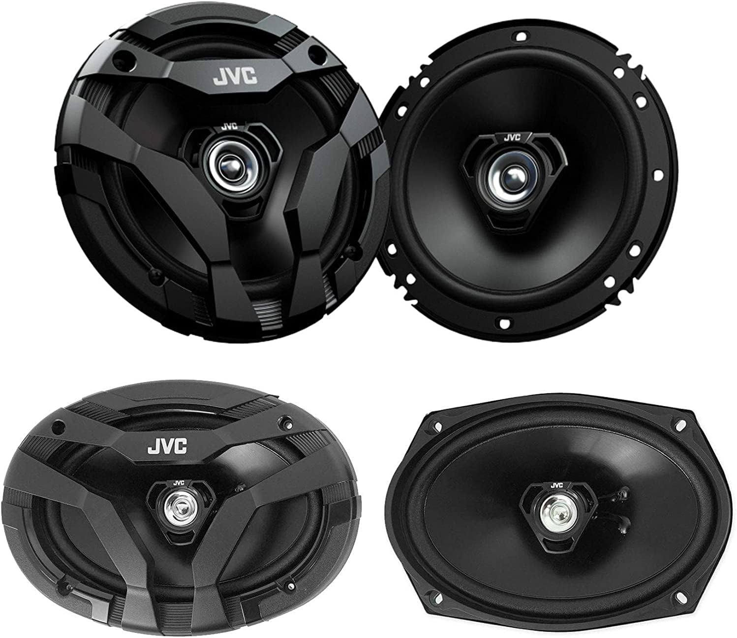 (2) JVC CS-DF620 300w 6.5 pulgadas + (2) altavoces coaxiales de audio para automóvil CS-DF6920 400w 6×9 pulgadas