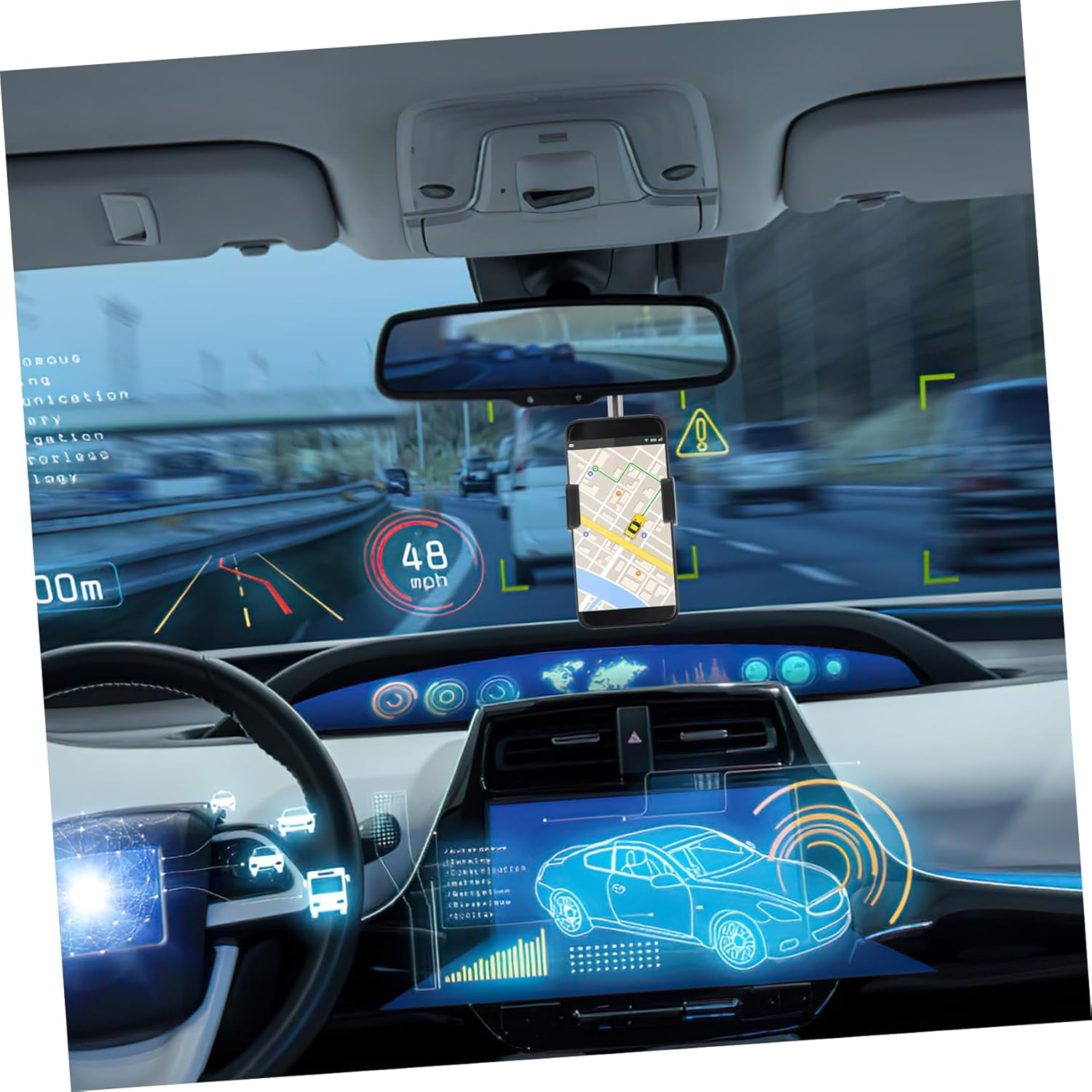 IMIKEYA 4 Pcs Car Phone Holder Rear View Mirror Cell Phone Holder Rearview Mirror Phone Holder Adjustable Phone Holder Navigation Holder Phone Mount