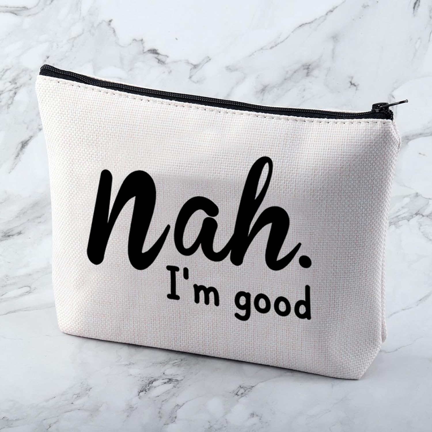 Bolsa de cosméticos de humor divertido Nah.I’m Good Bolsa de maquillaje Sarcasmo Bolsa de maquillaje divertido Regalo de amante de la broma, Nah soy