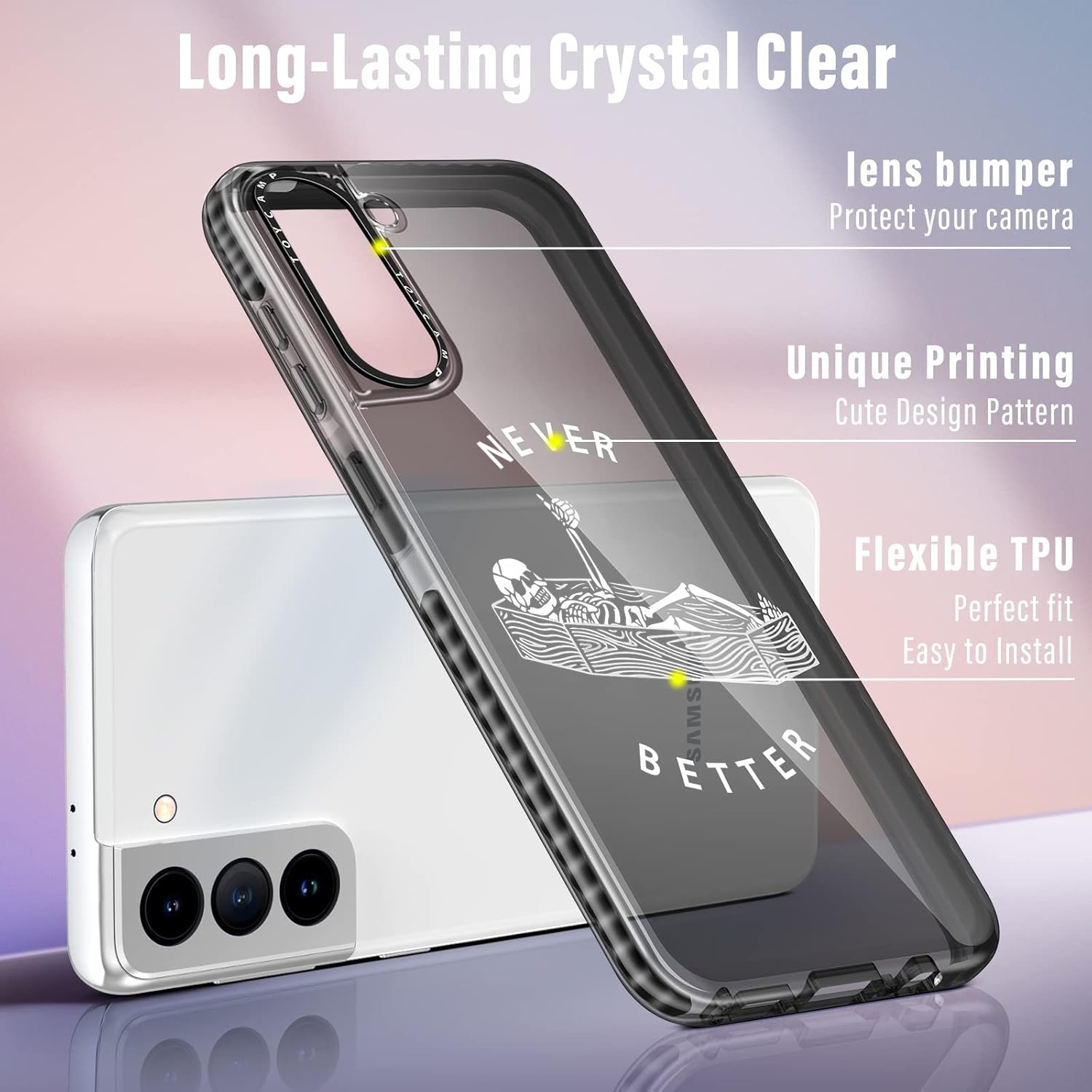 Toycamp Funda para Samsung Galaxy S22 Plus, bonito y divertido diseño de esqueleto de calavera para mujeres, niñas, niños y adolescentes para Galaxy