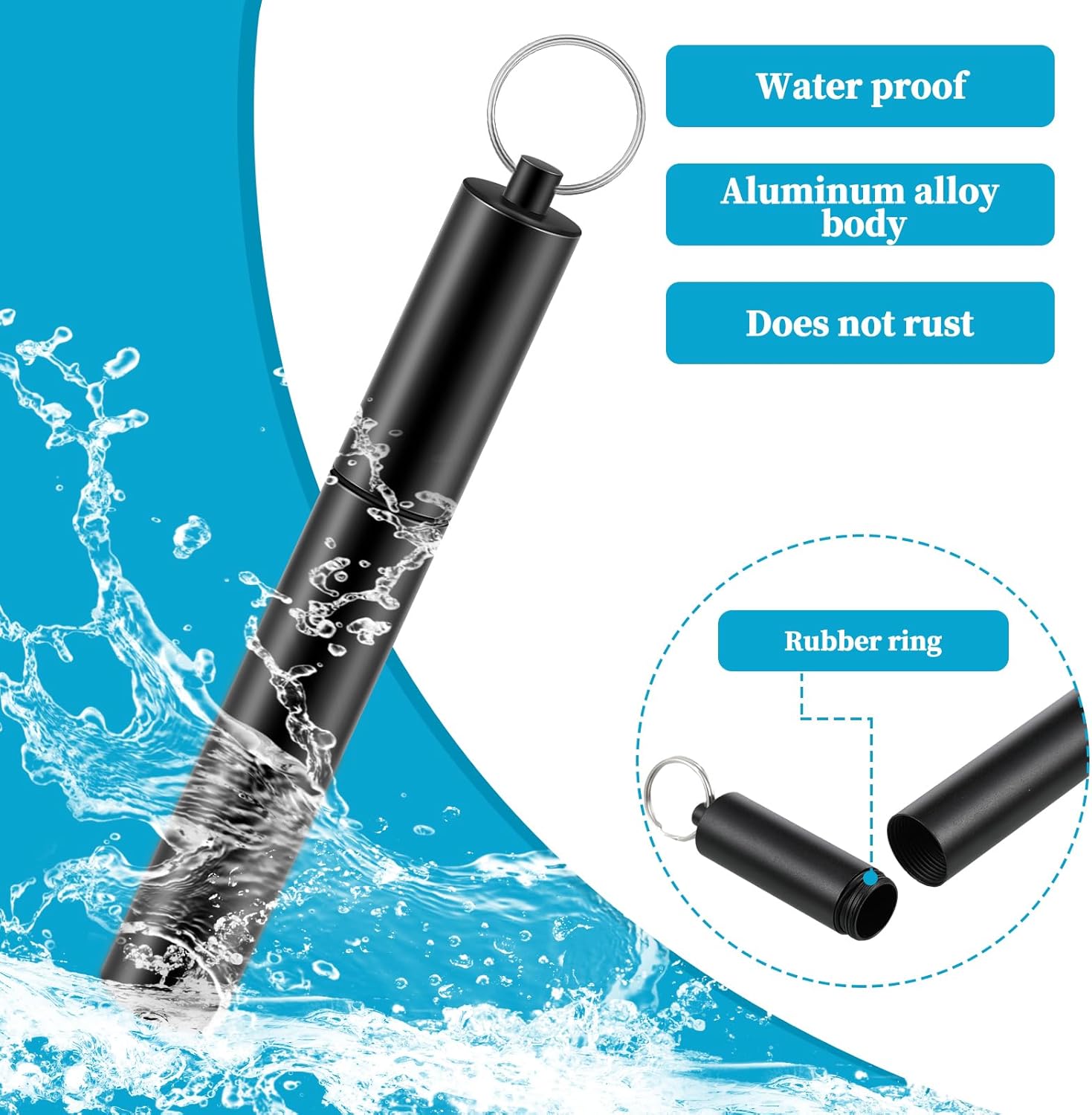 6 piezas portpalillos de dientes portátil hermético de aluminio tubo de metal para articulaciones, tubo de almacenamiento, impermeable, bolsillo con