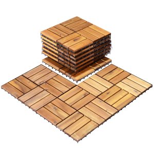 Giantex 10 baldosas entrelazadas para terraza de patio, 31 x 31 cm, baldosas de madera de acacia, pavimentadoras de suelo compuesto de madera de 3 Giantex 10 baldosas entrelazadas para terraza de patio, 31 x 31 cm, baldosas de madera de acacia, pavimentadoras de suelo compuesto de madera de 3