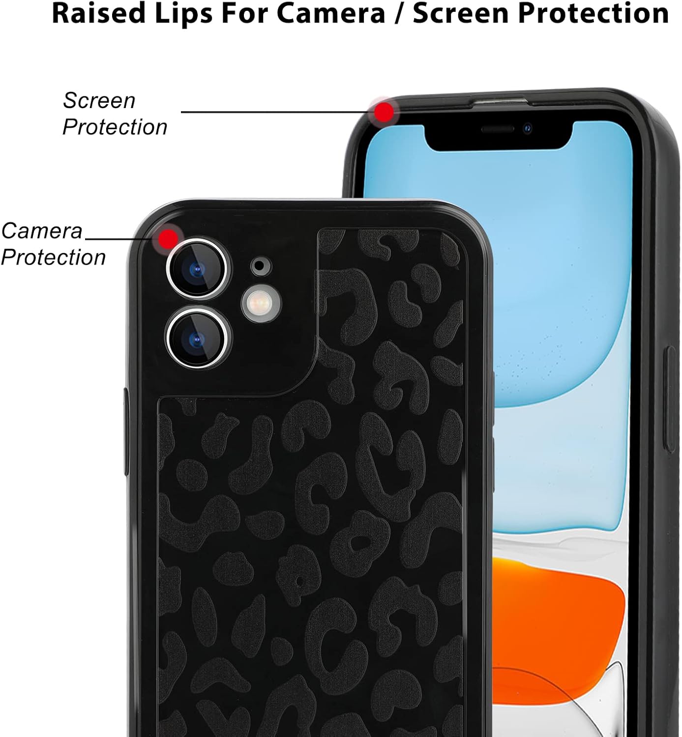 SAKUULO Funda compatible con iPhone 11, diseño de leopardo negro, funda suave para teléfono, a prueba de golpes, funda protectora completa de la