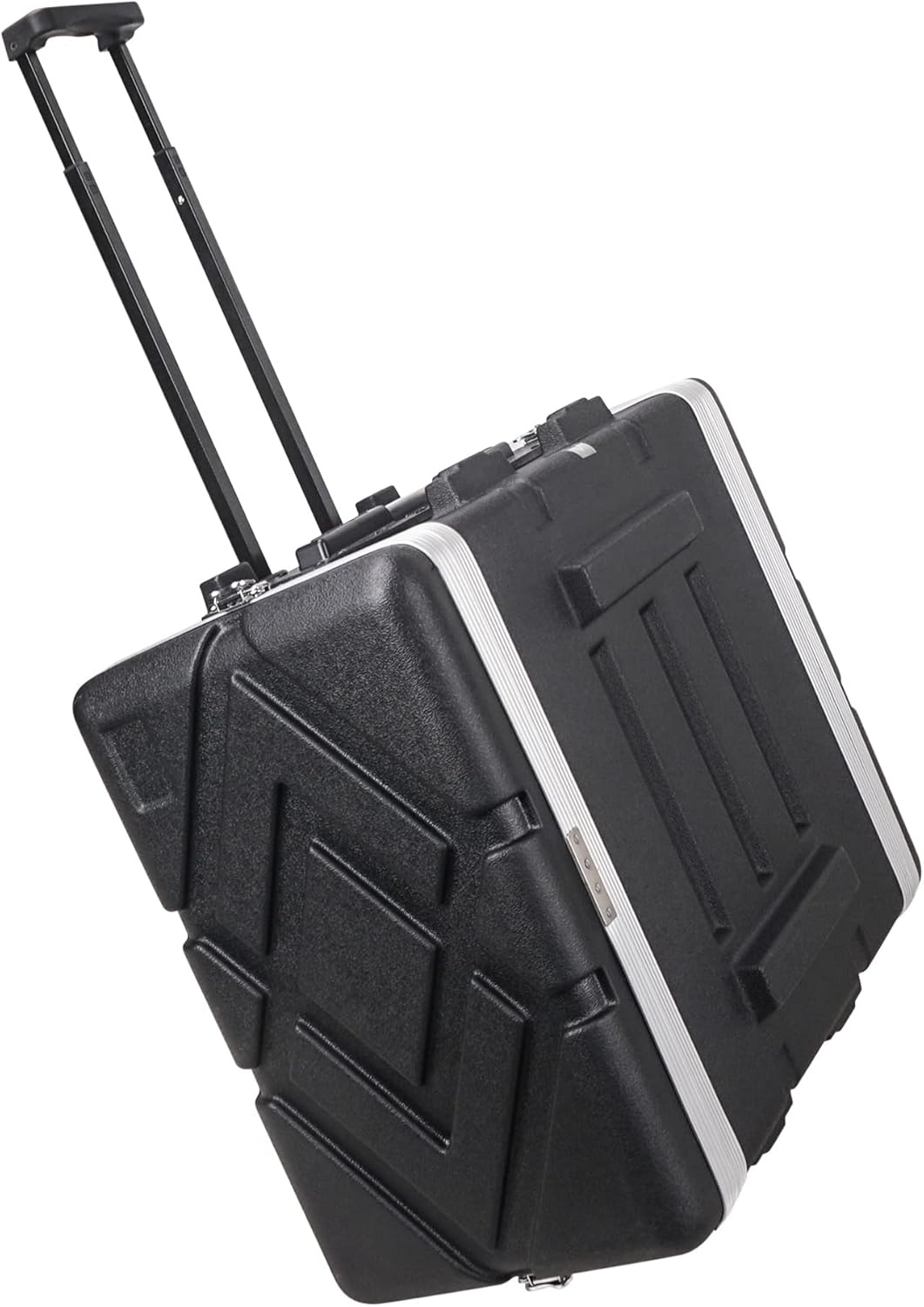 Sound Town Estuche ligero de 6U PA DJ RackRoad con espacio en rack de 5U, construcción de ABS, profundidad de 19 pulgadas, mango retráctil, ruedas y