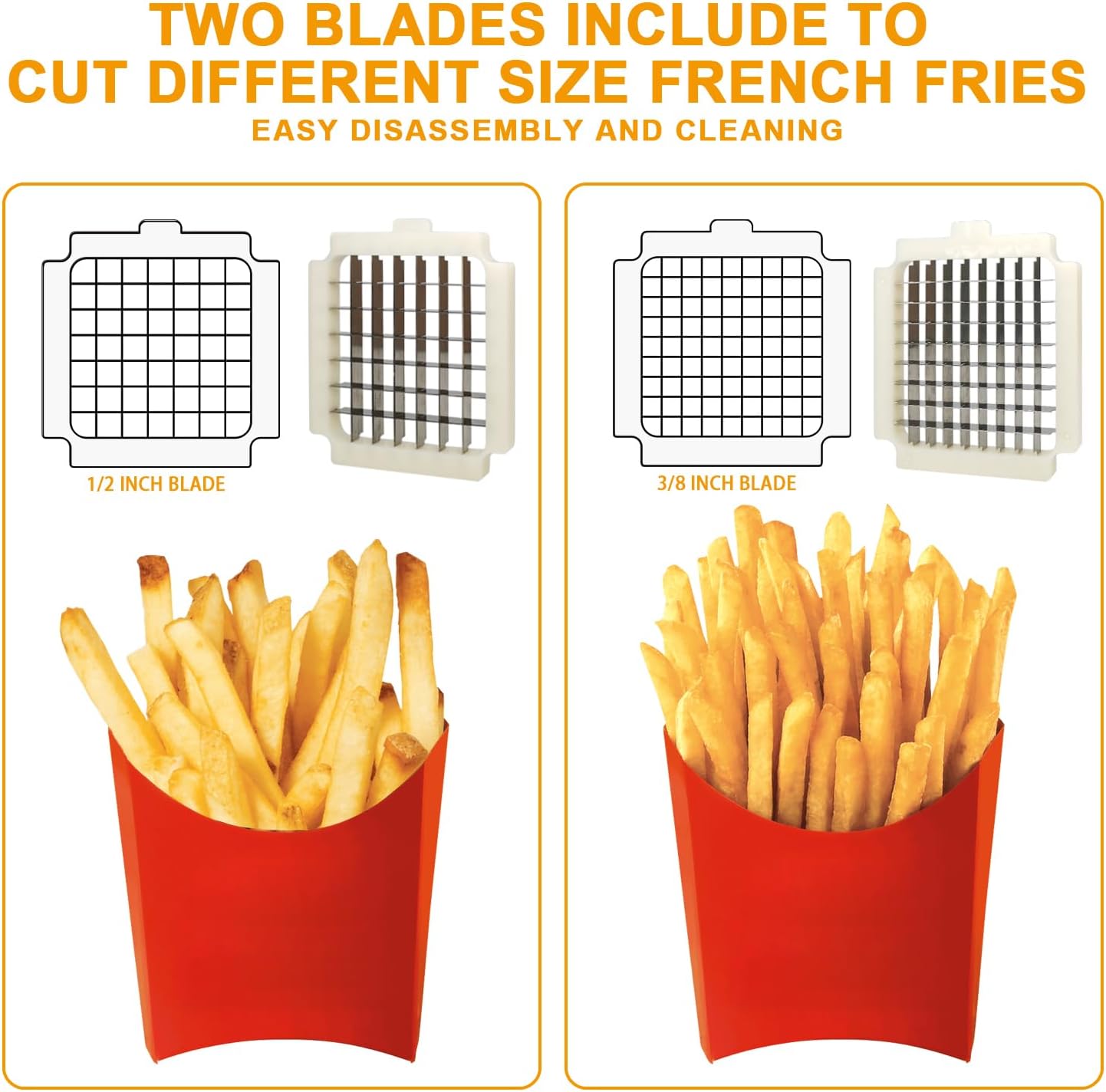 Cortador eléctrico de patatas fritas, cortador vertical de acero inoxidable, profesional comercial y doméstico cortador de papas fritas, cortador