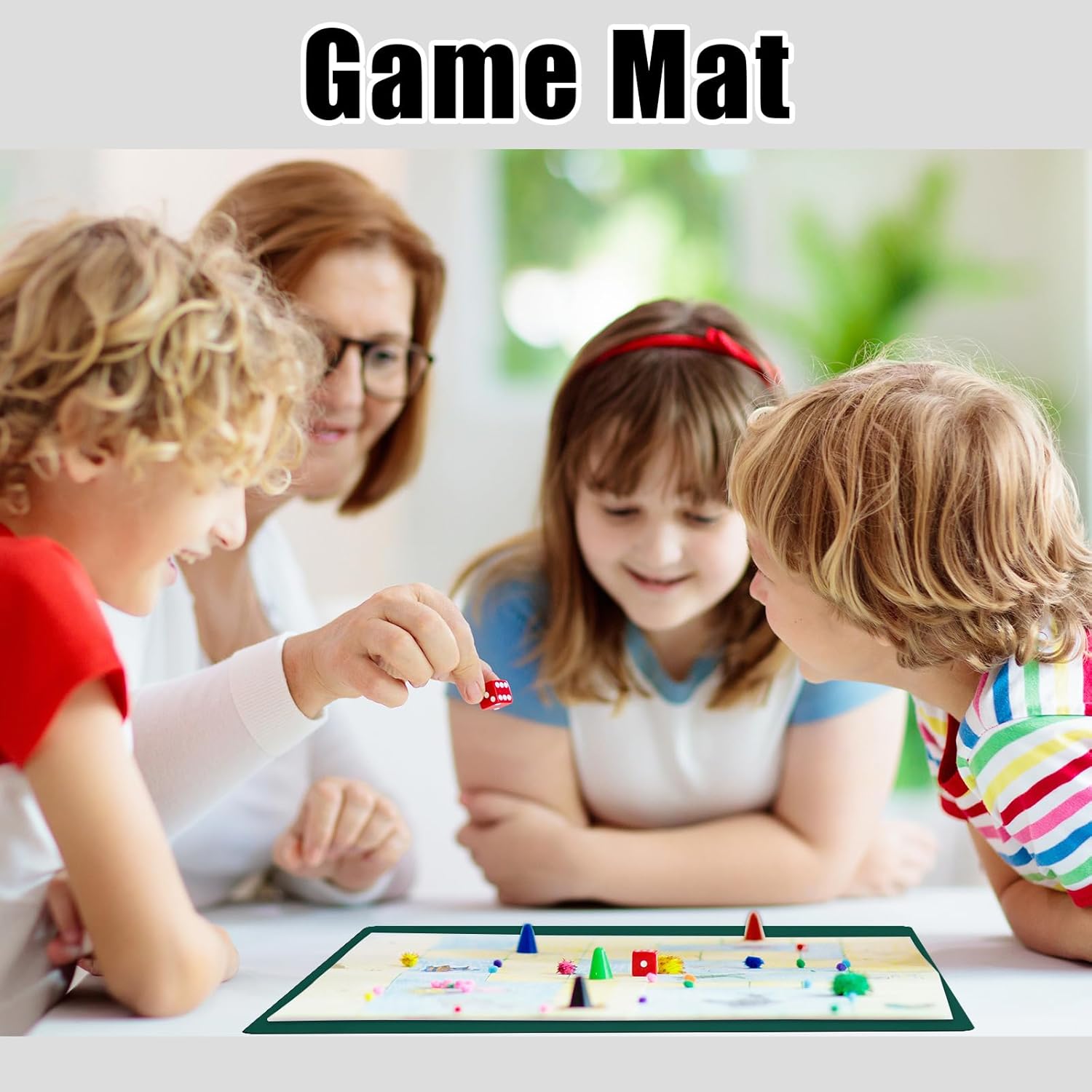 Buryeah Tapete cuadrado de Mahjong de 40 x 40 pulgadas para mesa de dominó de goma antideslizante, tapete de juego grande de Mahjong para jugar al