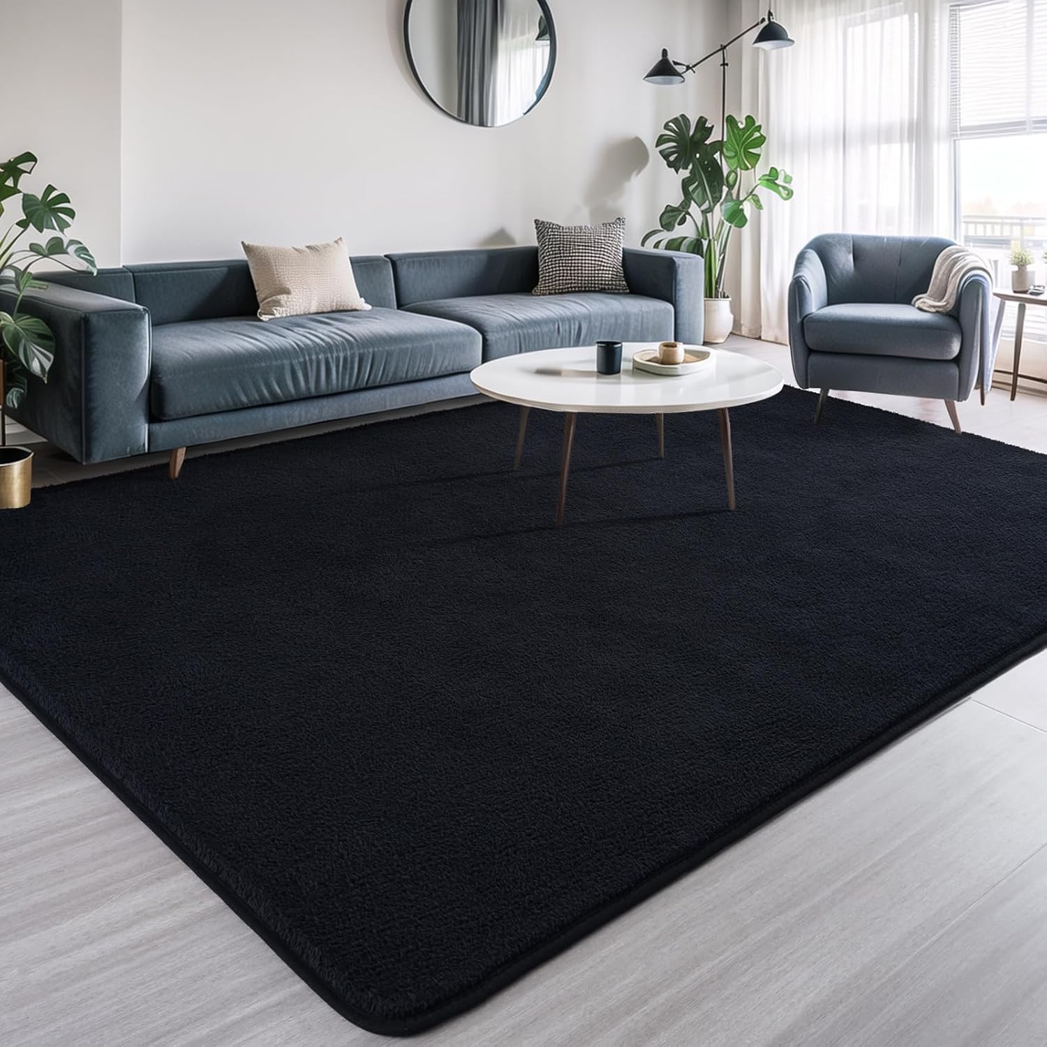 AROGAN Alfombra moderna de pelo largo para sala de estar, alfombras lavables de 5 x 7 pies, para dormitorio, para interiores, alfombras de espuma