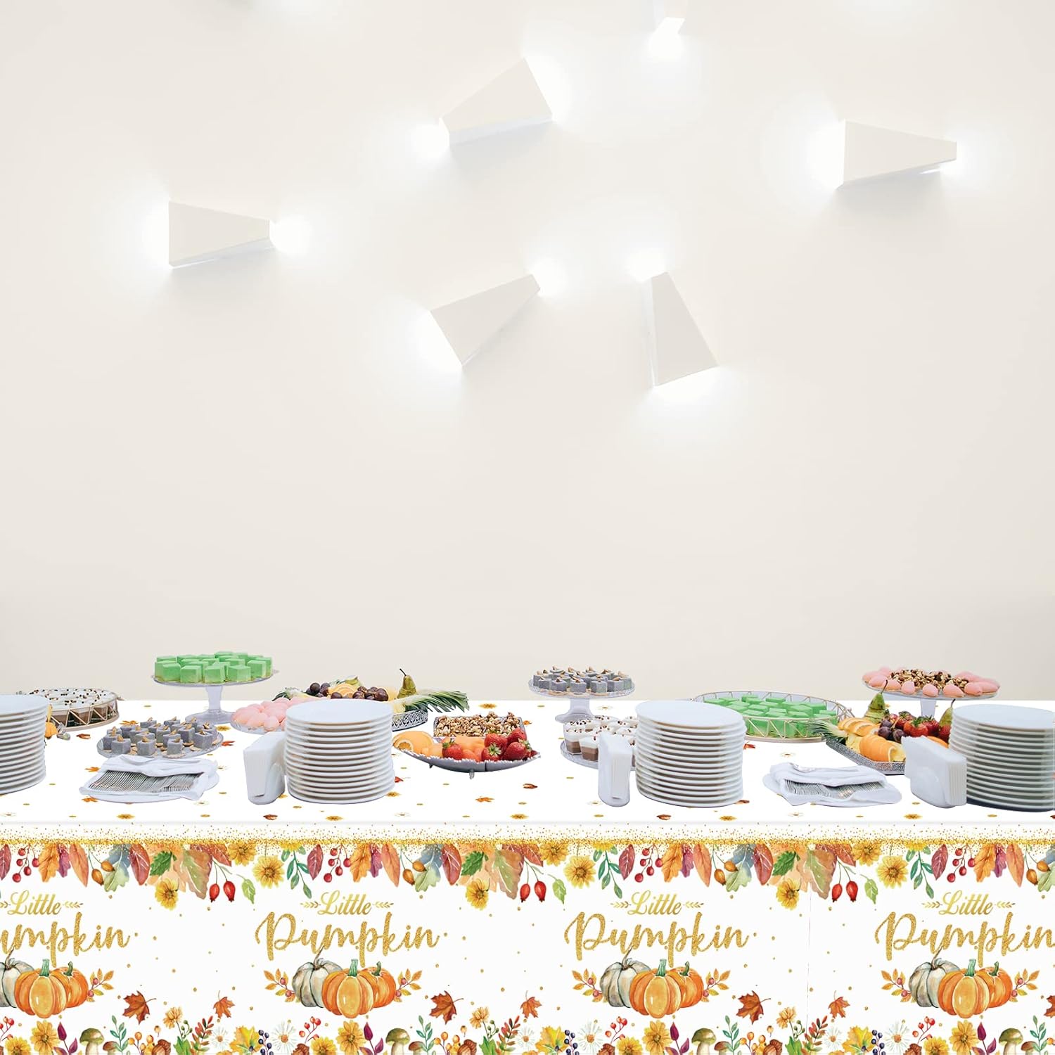 Paquete de 3 manteles de calabaza pequeña con temática de otoño, decoraciones de fiesta de baby shower para niños y niñas, suministros de fiesta de