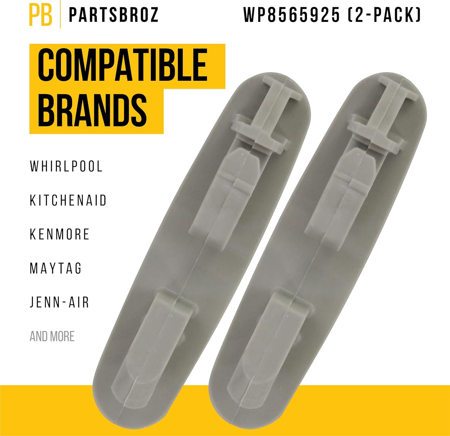 PartsBroz WP8565925 – Tope de riel para rack compatible con lavavajillas Whirlpool Kenmore KitchenAid Maytag, sustituye a AP6013365 8565925 8270105