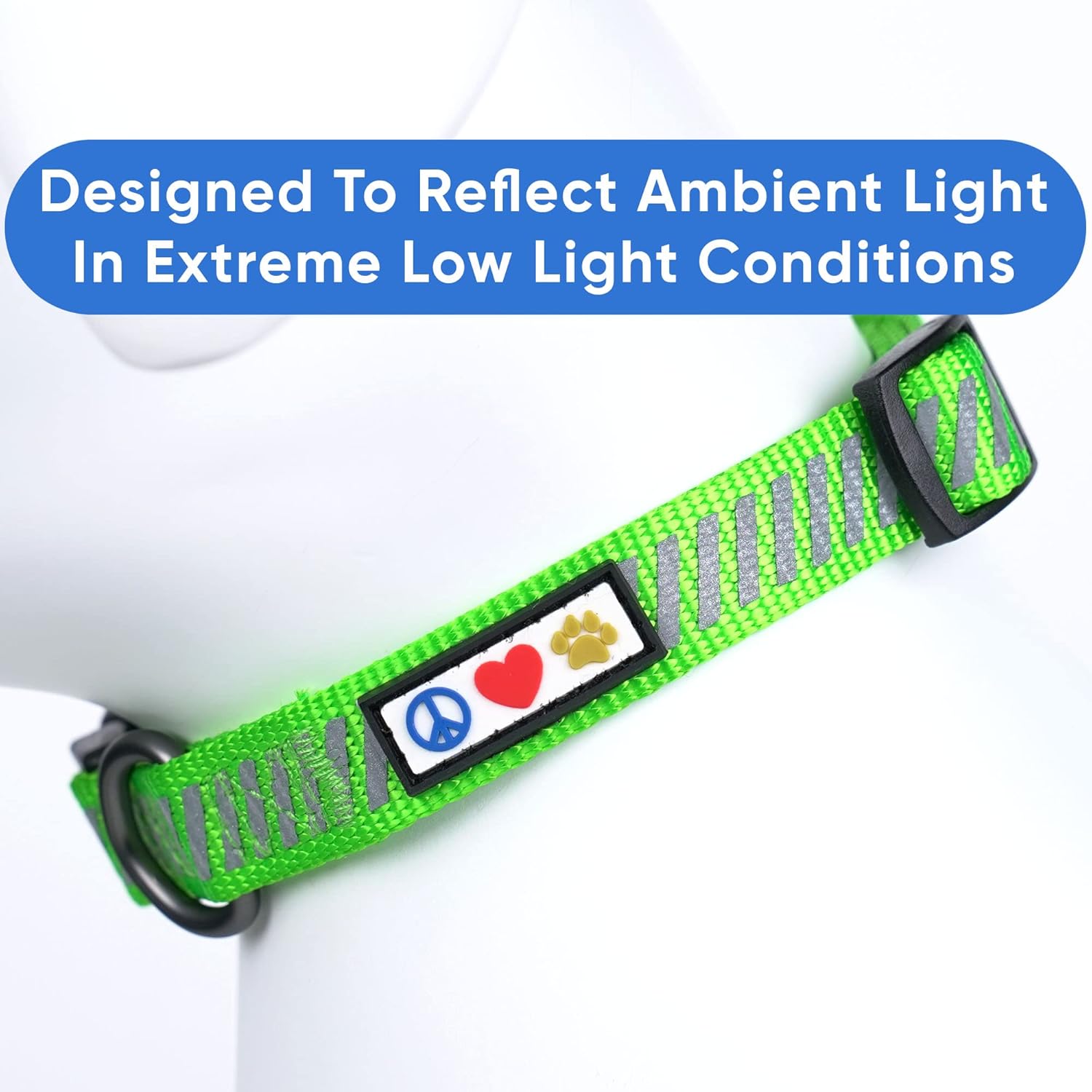 Pawtitas Collar reflectante de nailon para perro, verde (XS), ajustable, resistente, para perros y cachorros extra pequeños