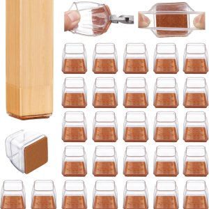 36 protectores cuadrados para patas de silla, almohadillas de fieltro para muebles de madera dura, protectores de patas de silla para suelos de 36 protectores cuadrados para patas de silla, almohadillas de fieltro para muebles de madera dura, protectores de patas de silla para suelos de